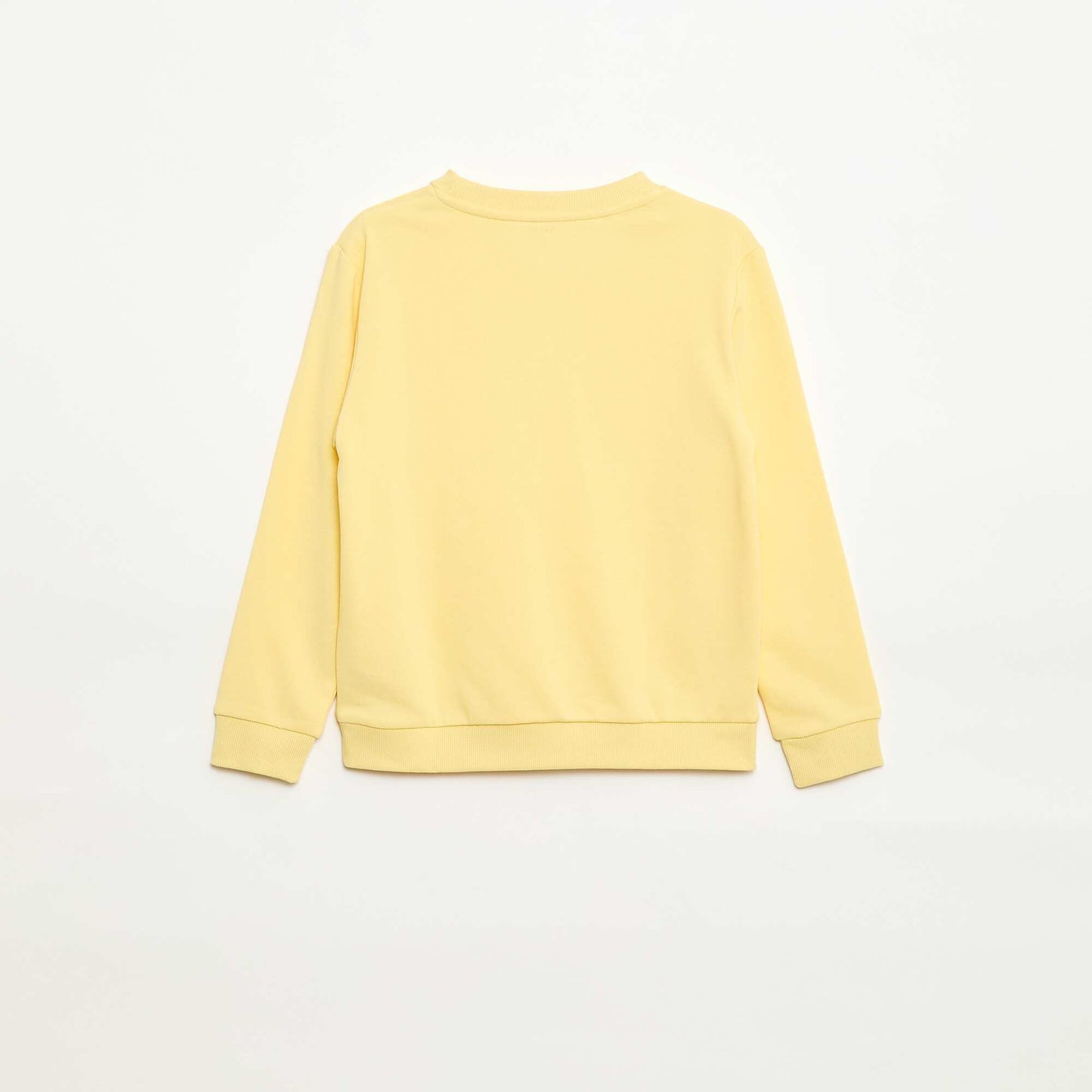 Plain French terry sweatshirt with round neck YELLOW