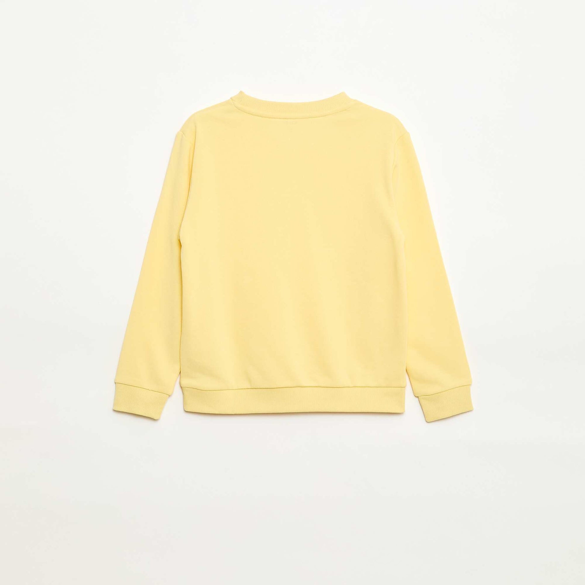 Plain French terry sweatshirt with round neck YELLOW