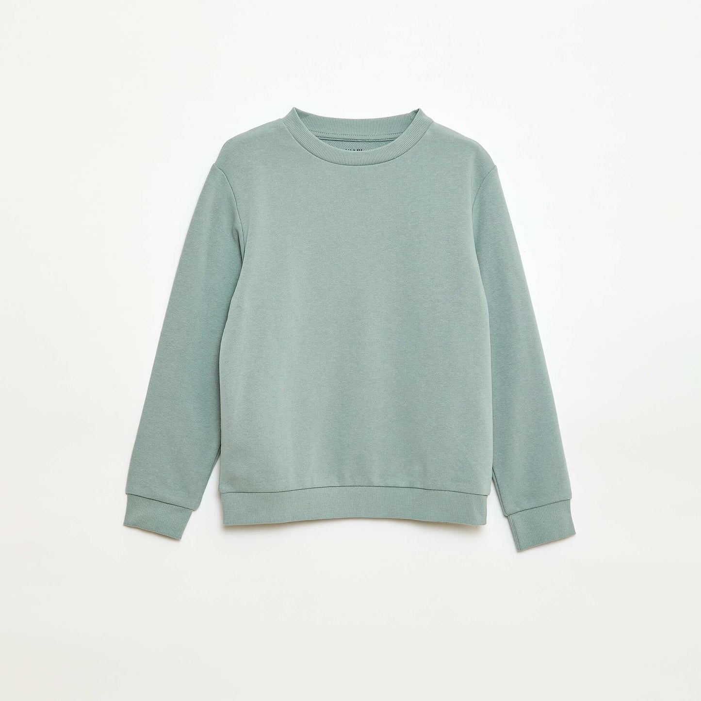 Plain French terry sweatshirt with round neck BLUE
