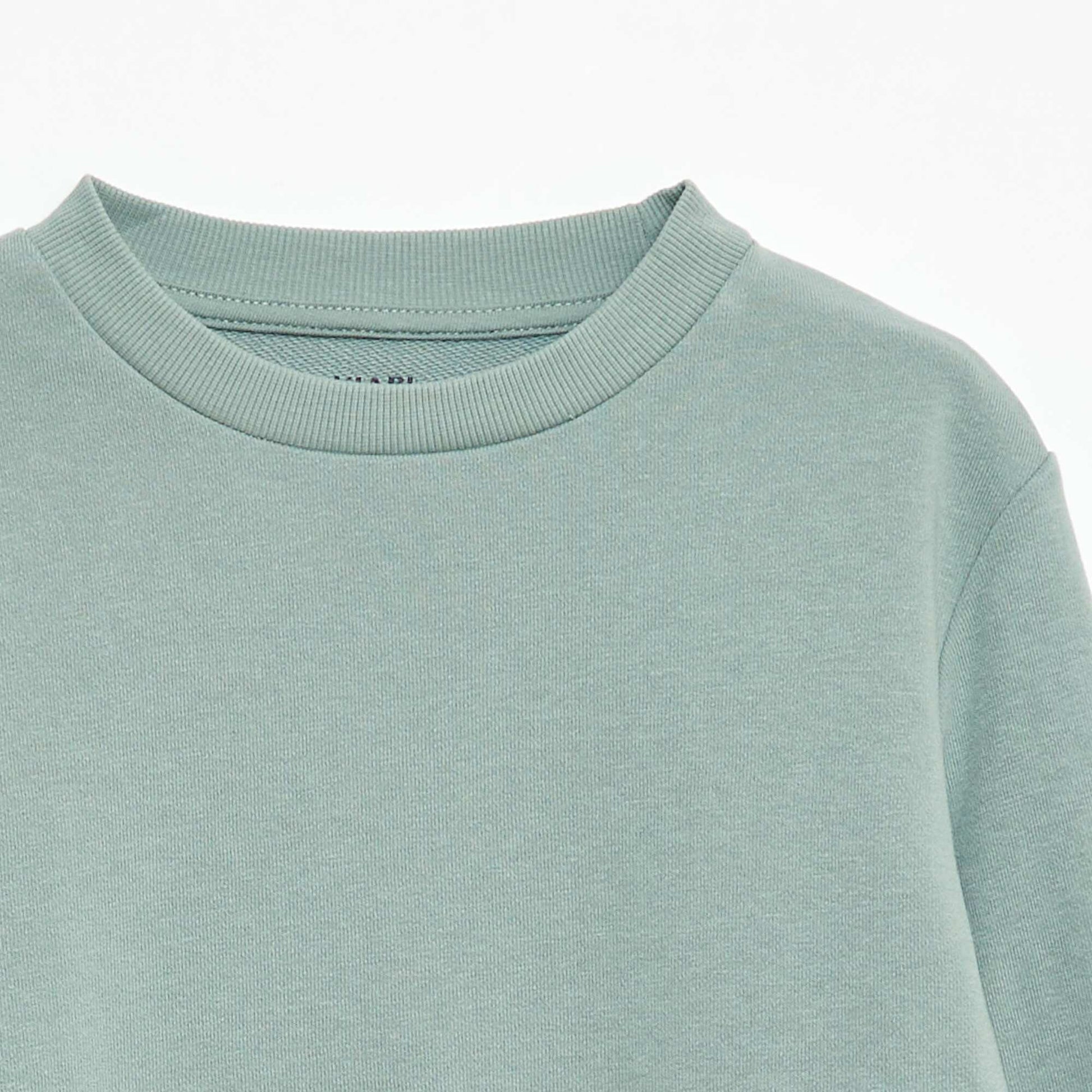 Plain French terry sweatshirt with round neck BLUE