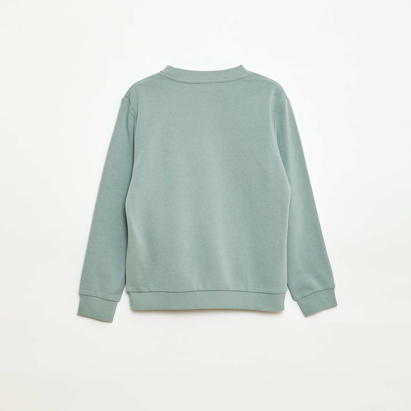 Plain French terry sweatshirt with round neck BLUE