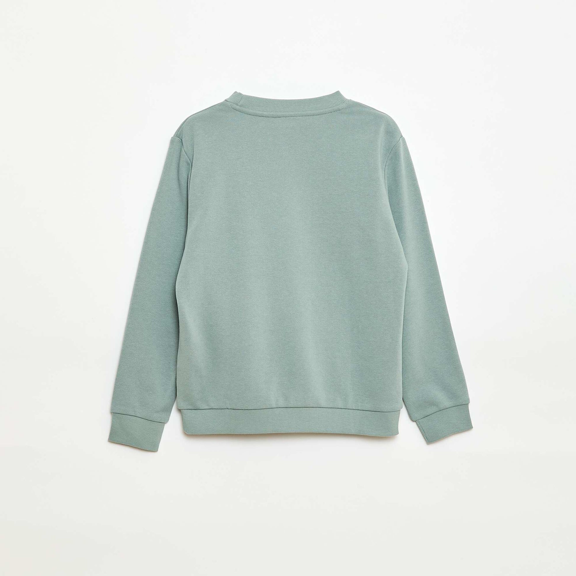 Plain French terry sweatshirt with round neck BLUE