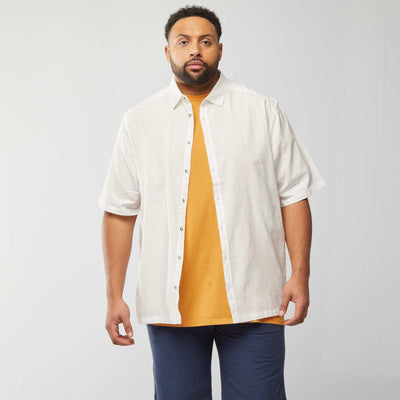 Short-sleeved linen-blend shirt WHITE