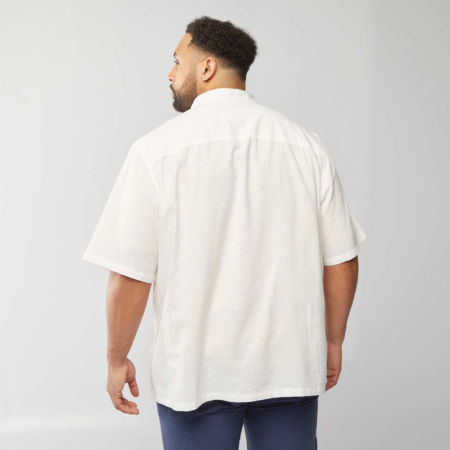 Short-sleeved linen-blend shirt WHITE