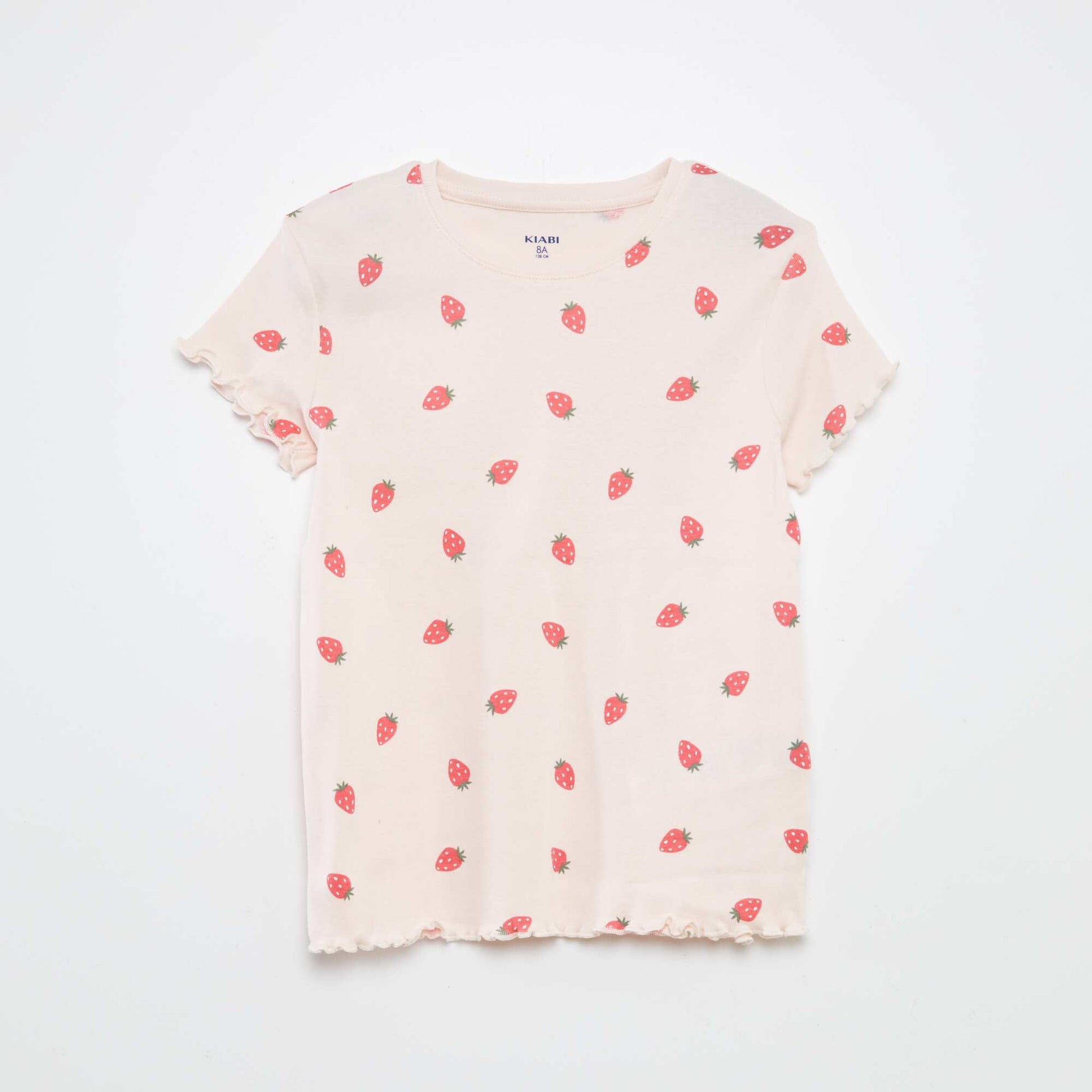 Printed T-shirt + shorts pyjama set with scalloped hems - 2-piece set PINK