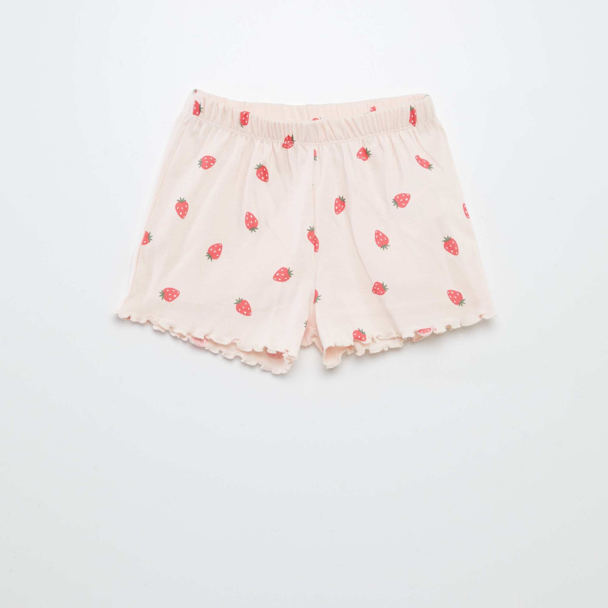 Printed T-shirt + shorts pyjama set with scalloped hems - 2-piece set PINK