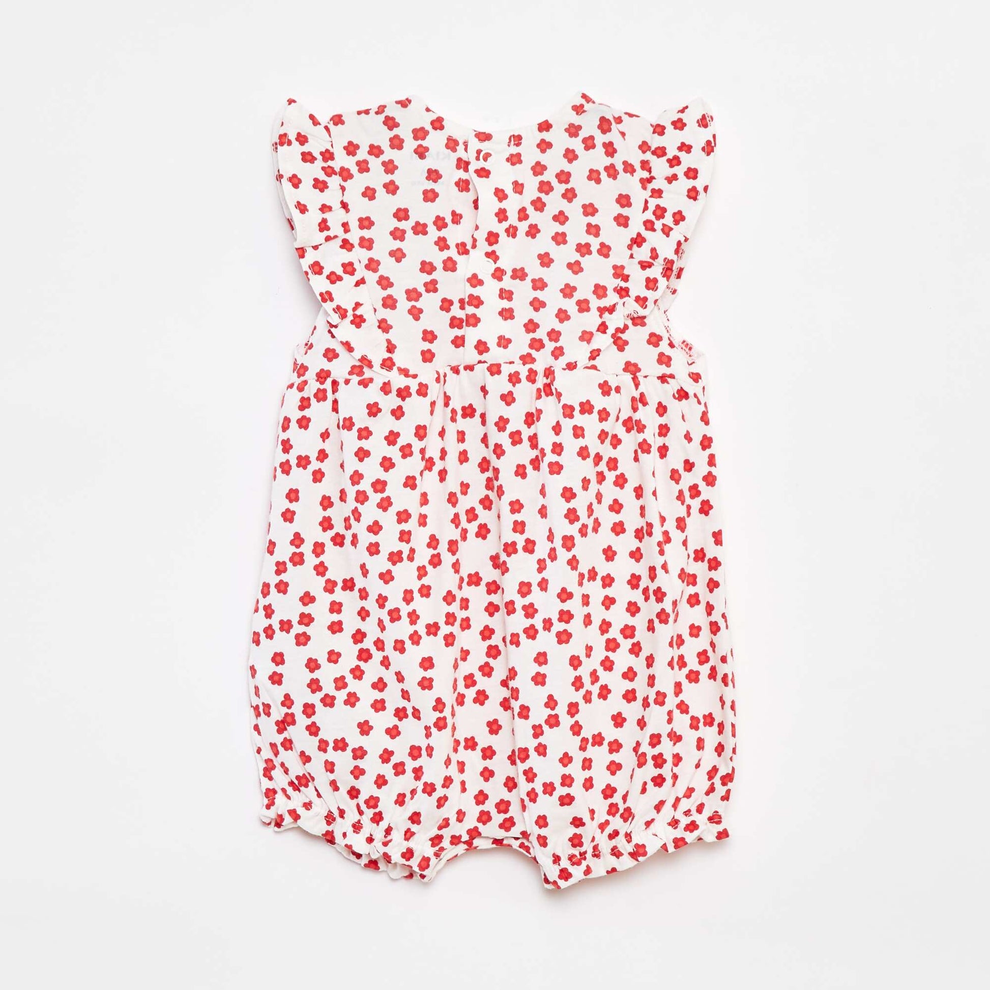 Ruffled romper with pockets WHITE