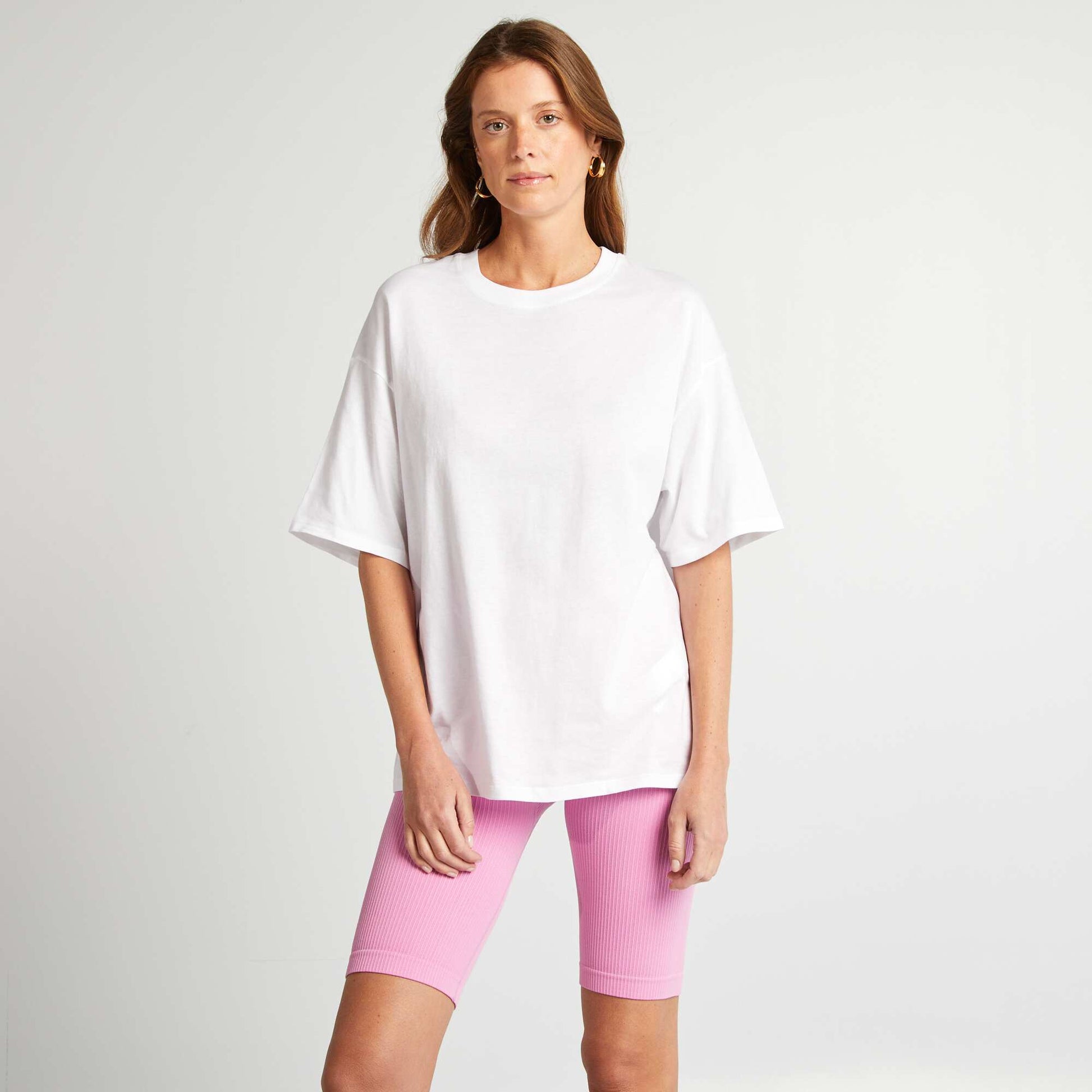 Plain oversized short-sleeved T-shirt WHITE