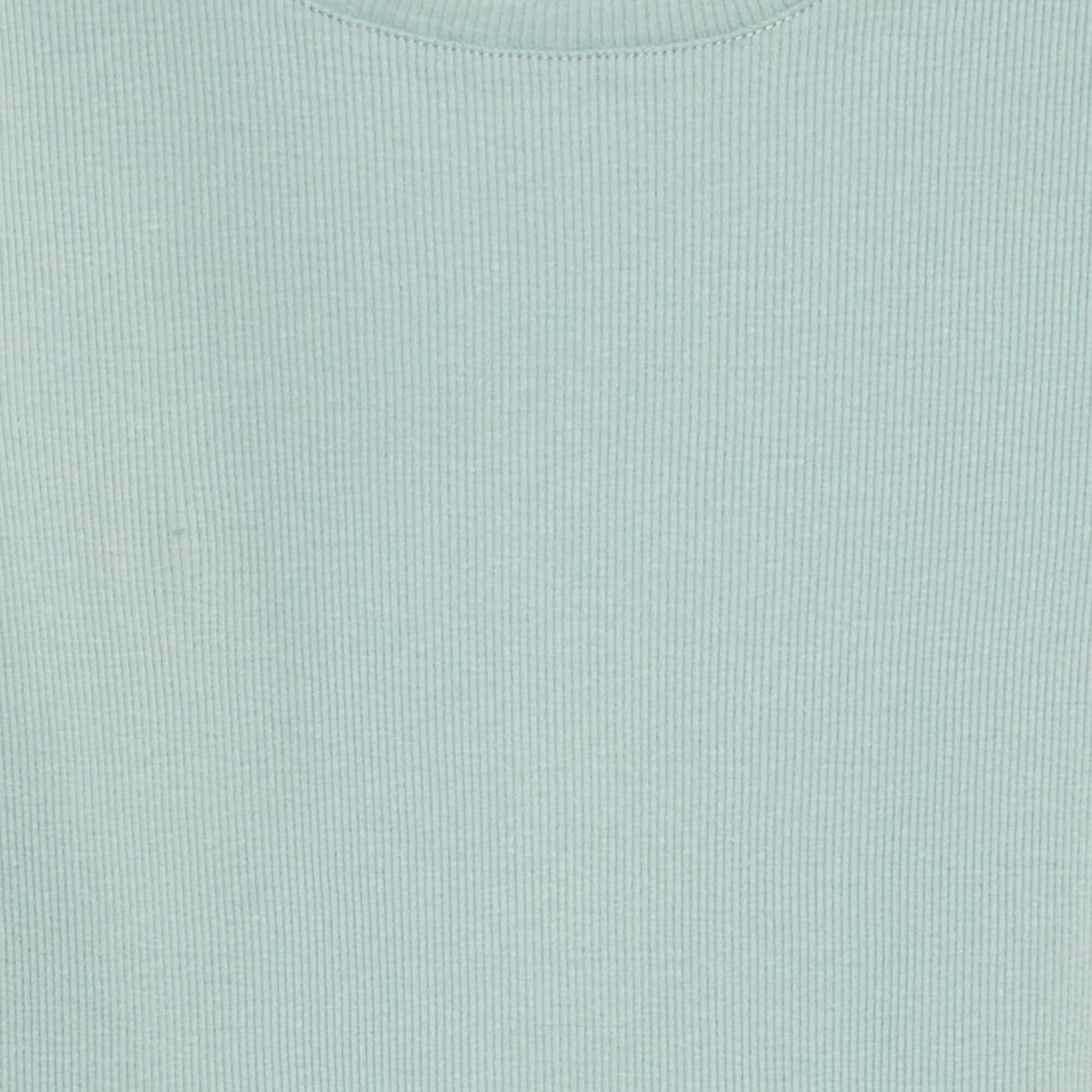 Ribbed T-shirt with scalloped trim GREEN