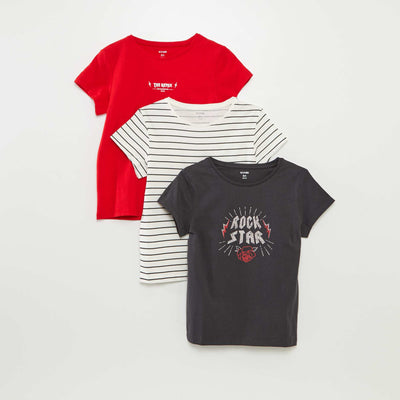 مجموعة من 3 قمصان قصيرة الأكمام باللون الرمادي