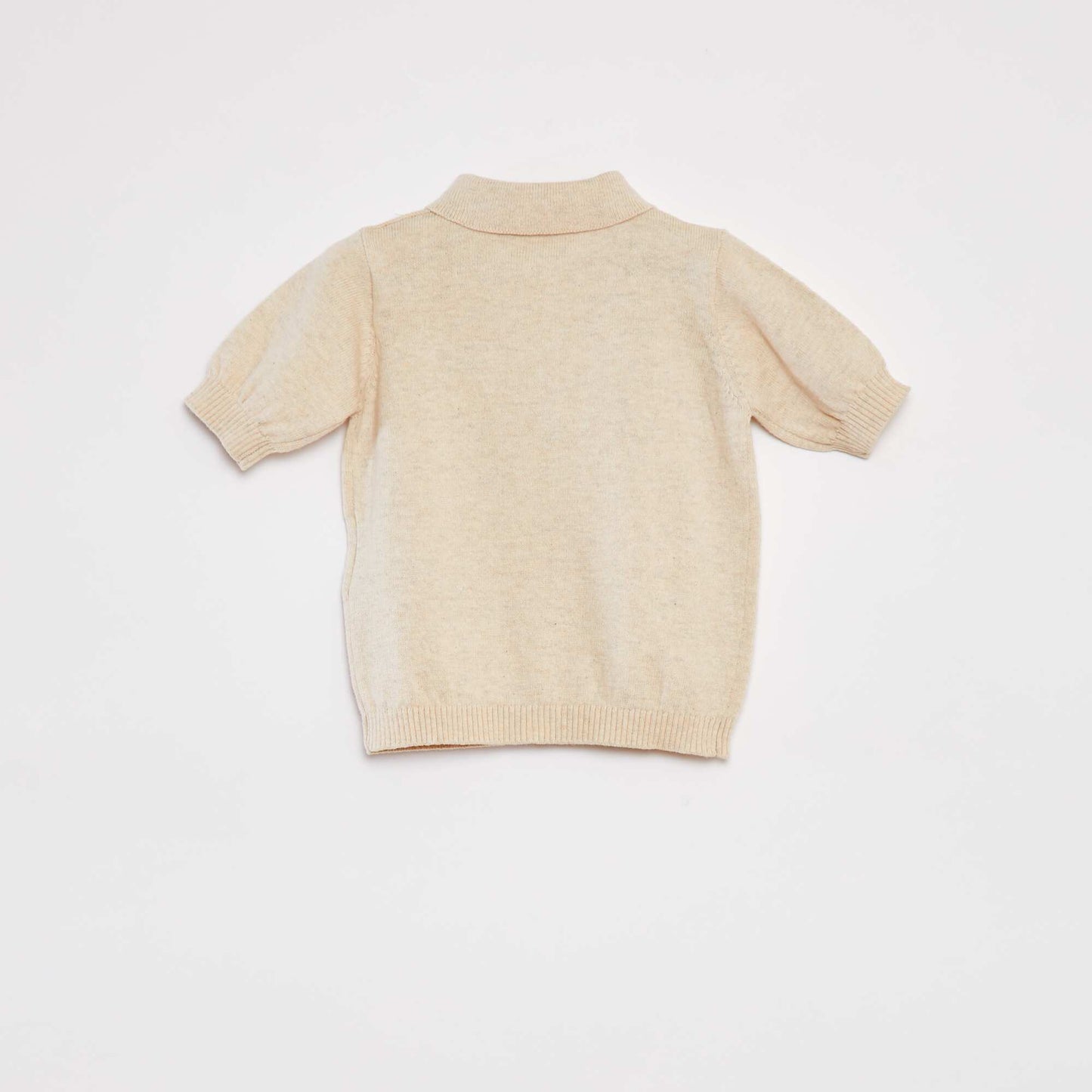 Short-sleeved T-shirt with polo collar BEIGE
