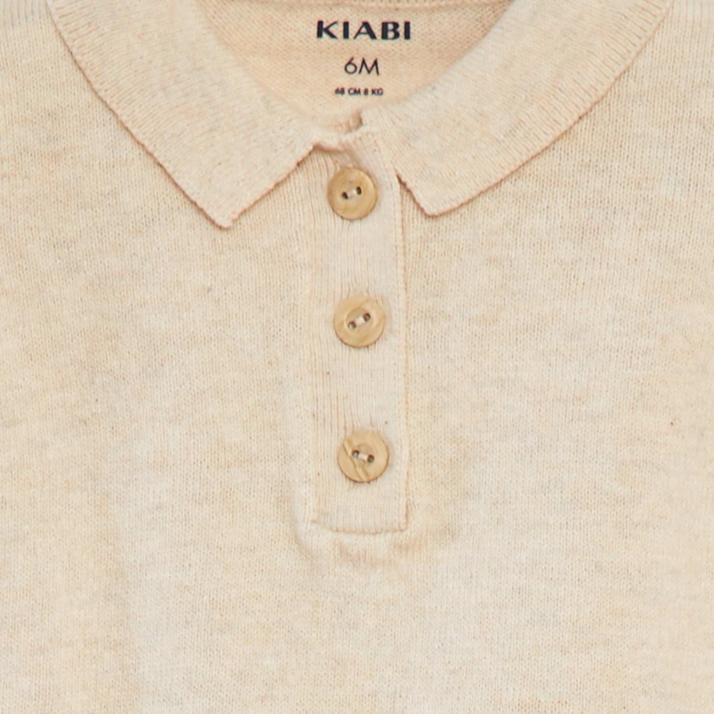 Short-sleeved T-shirt with polo collar BEIGE