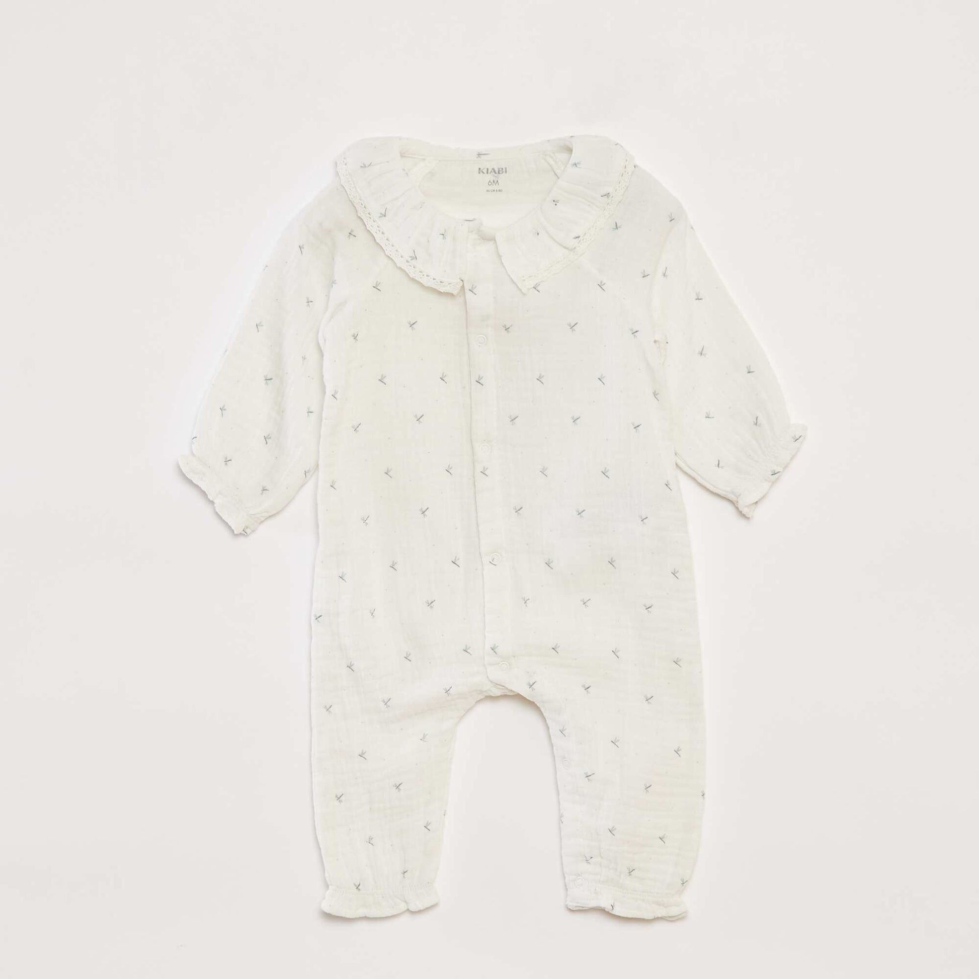 Footless sleepsuit with fancy collar WHITE
