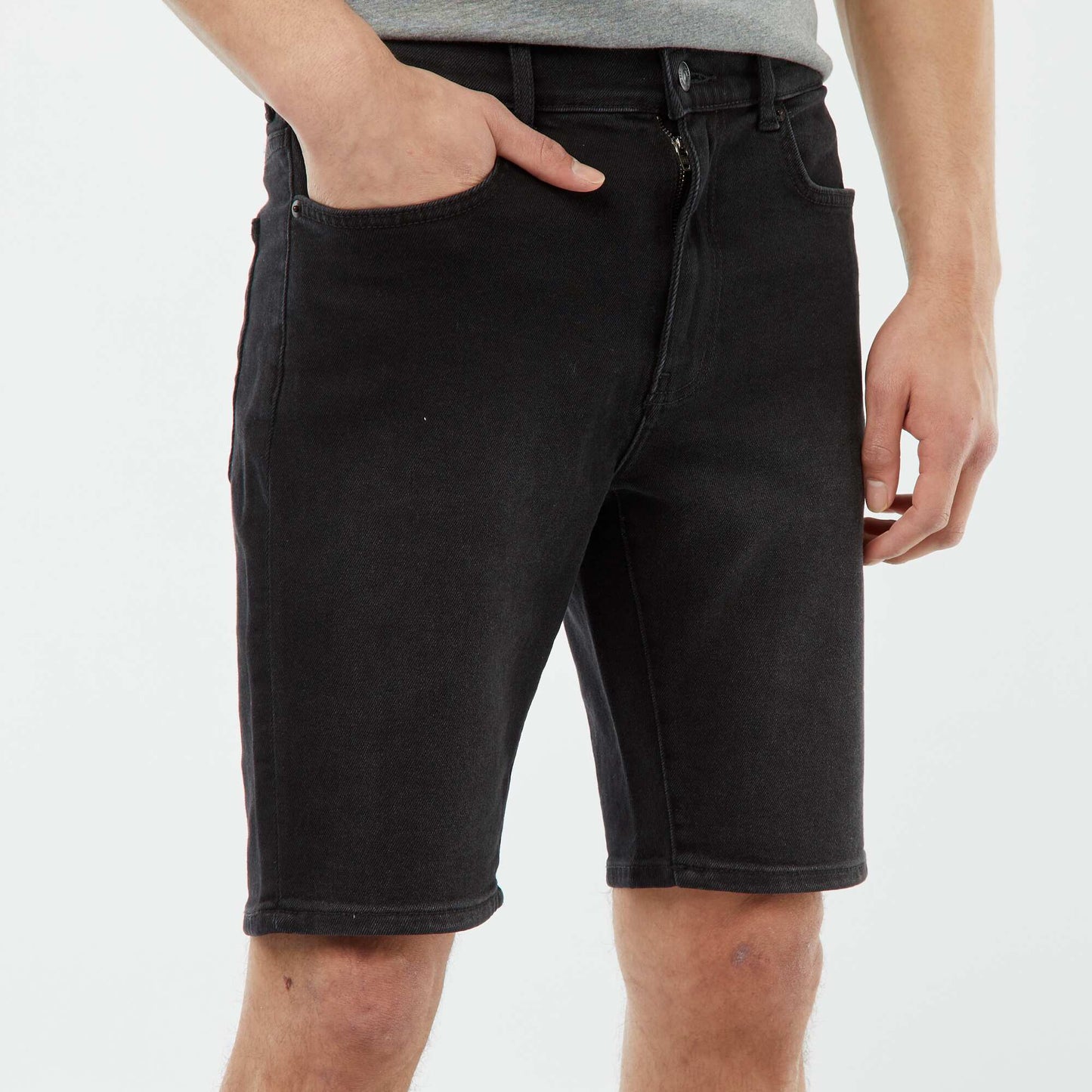 Denim Bermuda shorts with 5 pockets GREY