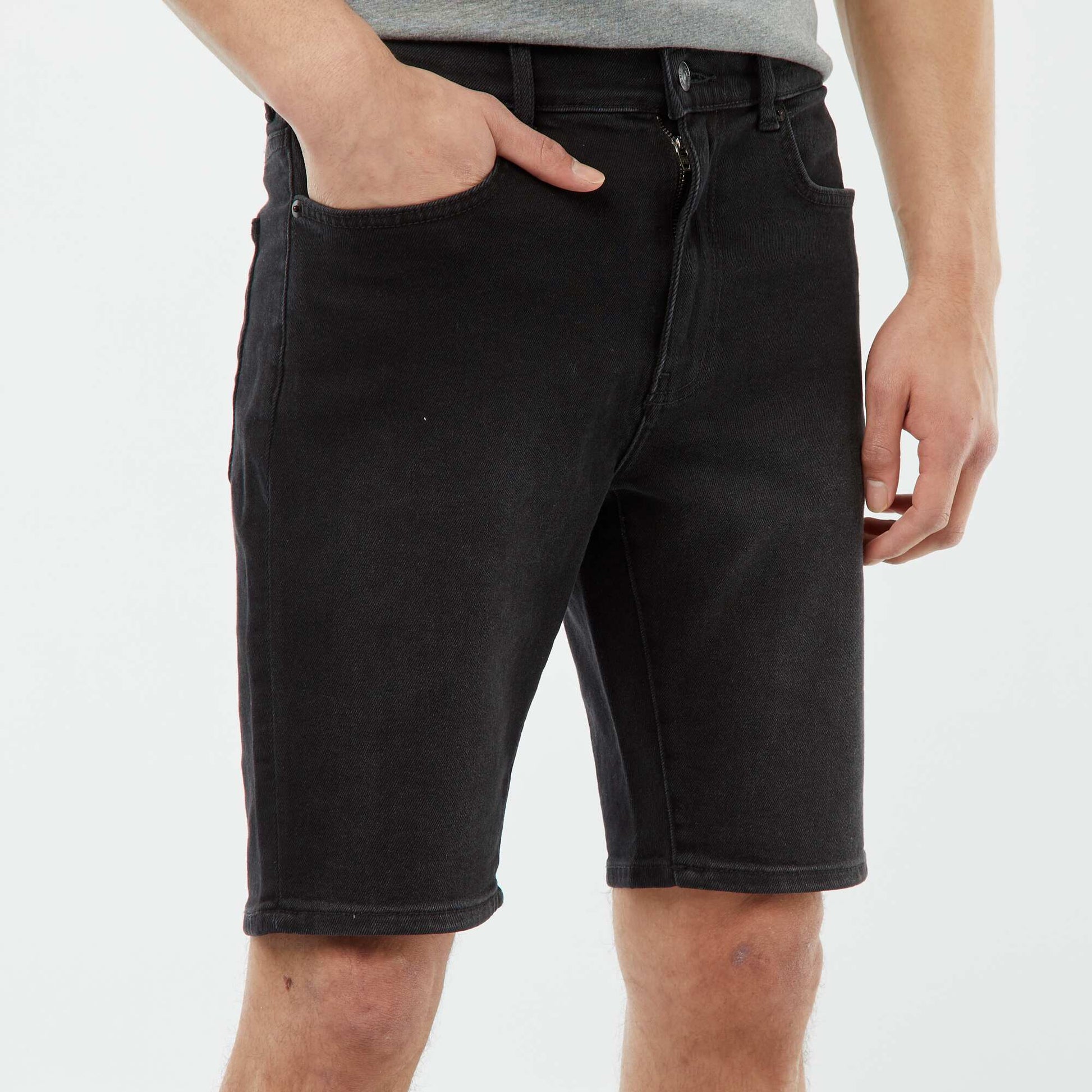 Denim Bermuda shorts with 5 pockets GREY