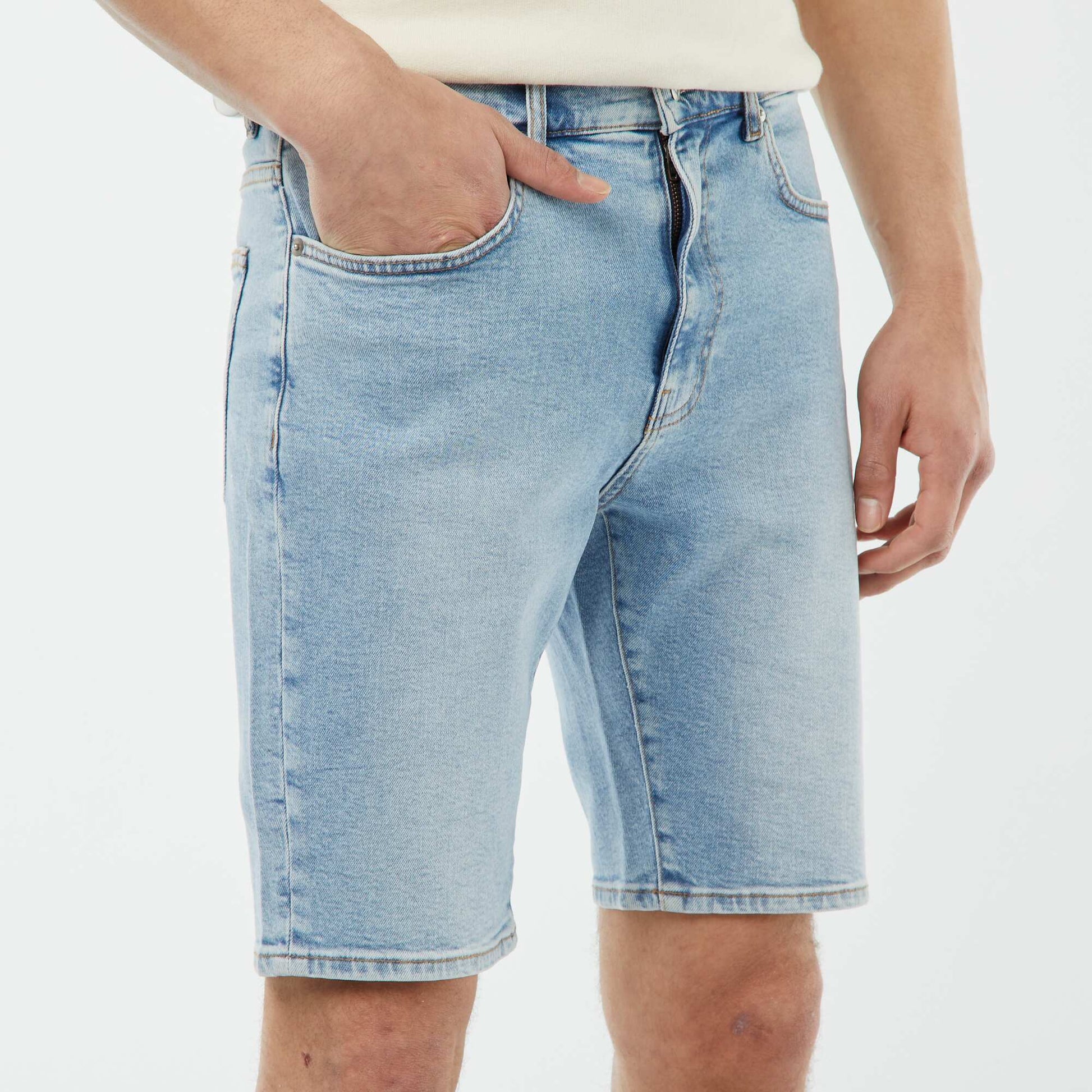 Denim Bermuda shorts with 5 pockets BLUE