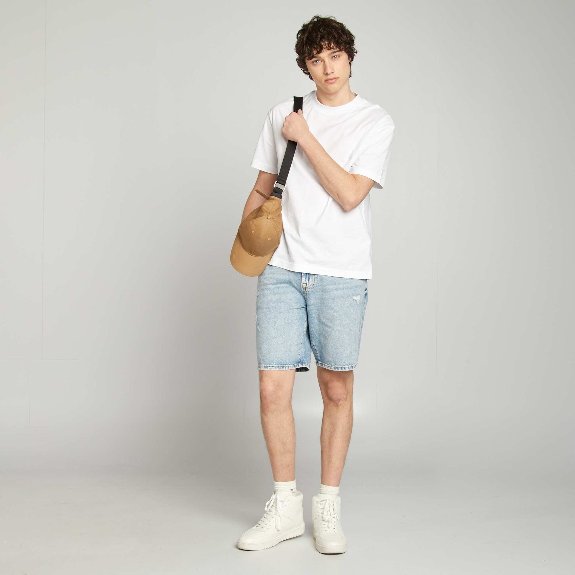 Distressed denim Bermuda shorts BLUE