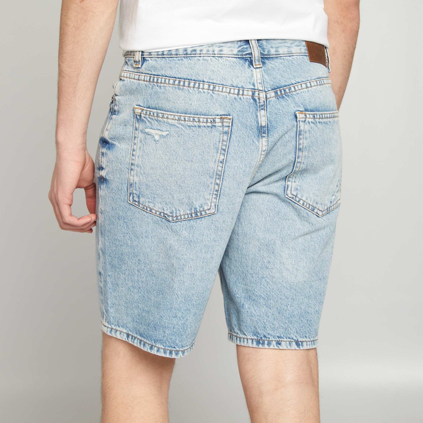Distressed denim Bermuda shorts BLUE