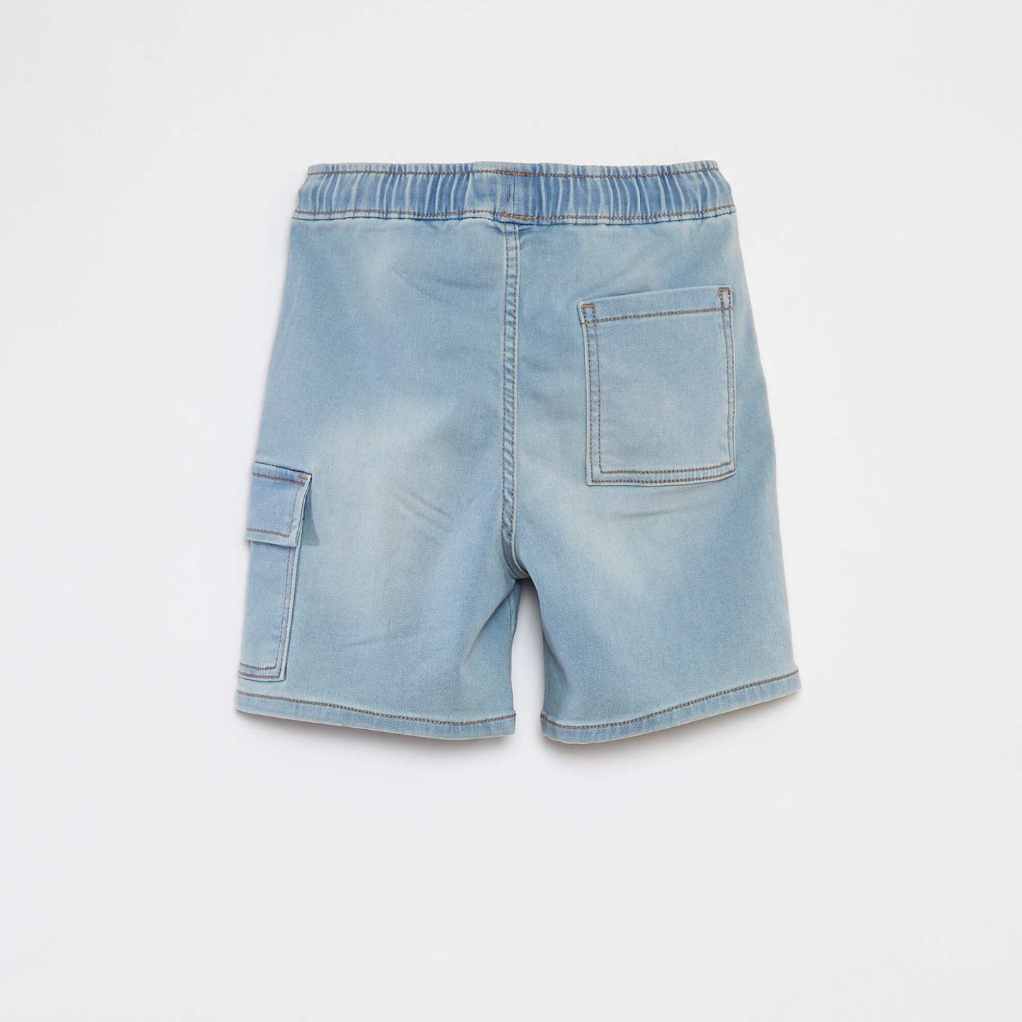 Denim Bermuda shorts with elasticated waist BLUE