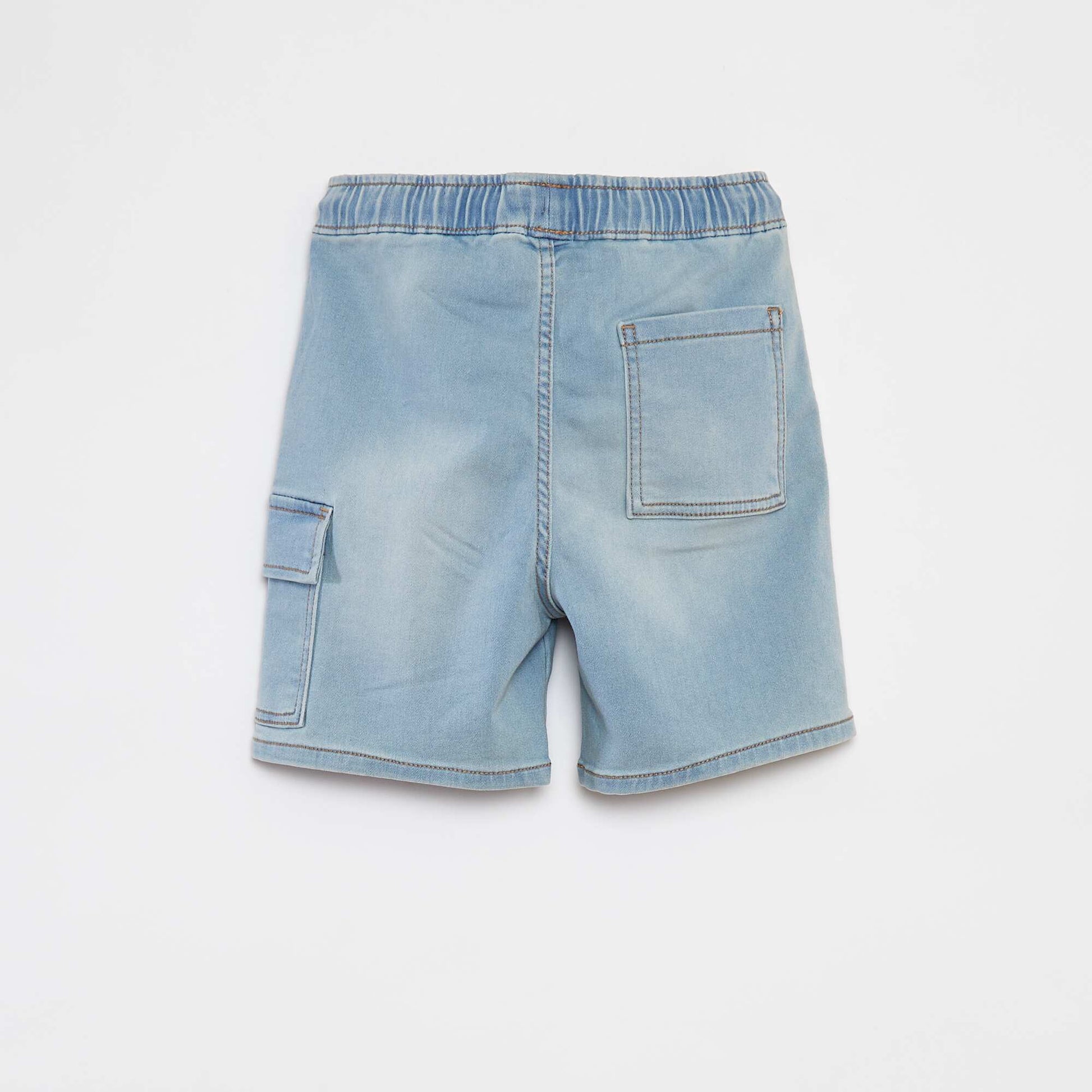 Denim Bermuda shorts with elasticated waist BLUE