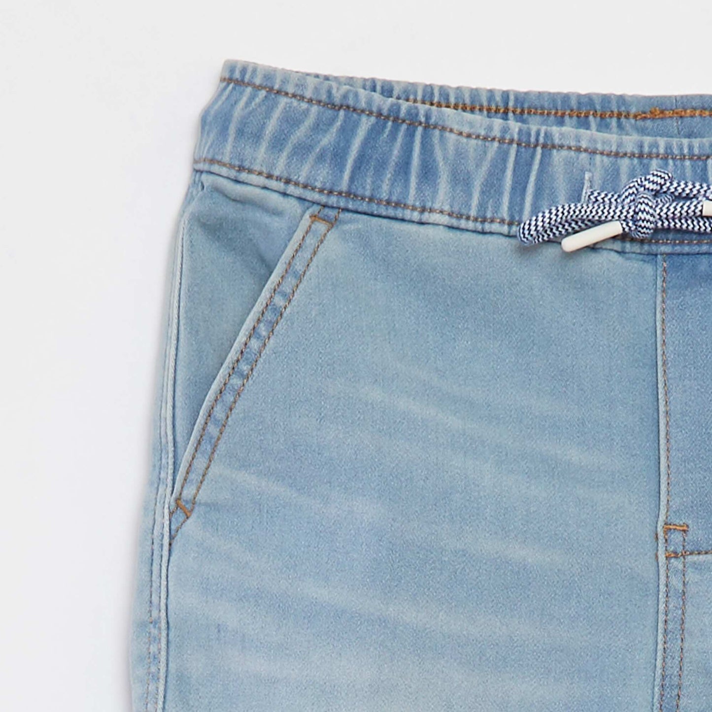 Denim Bermuda shorts with elasticated waist BLUE