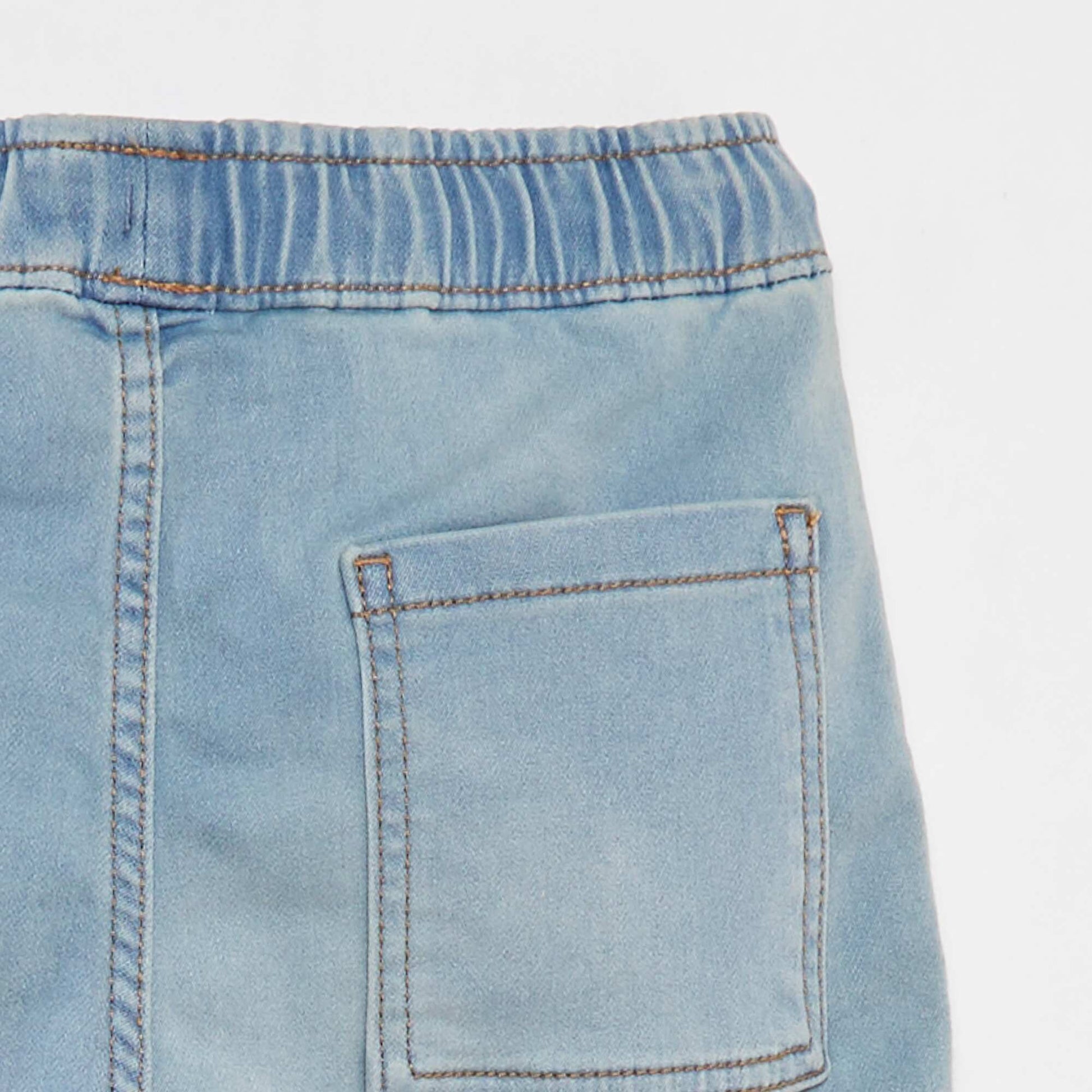 Denim Bermuda shorts with elasticated waist BLUE