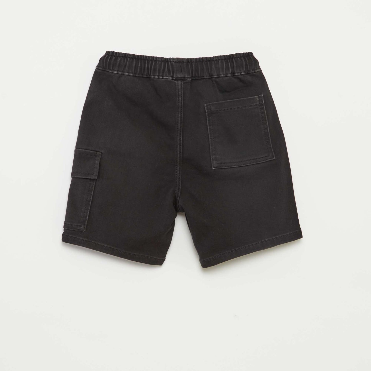 Denim Bermuda shorts with elasticated waist GREY