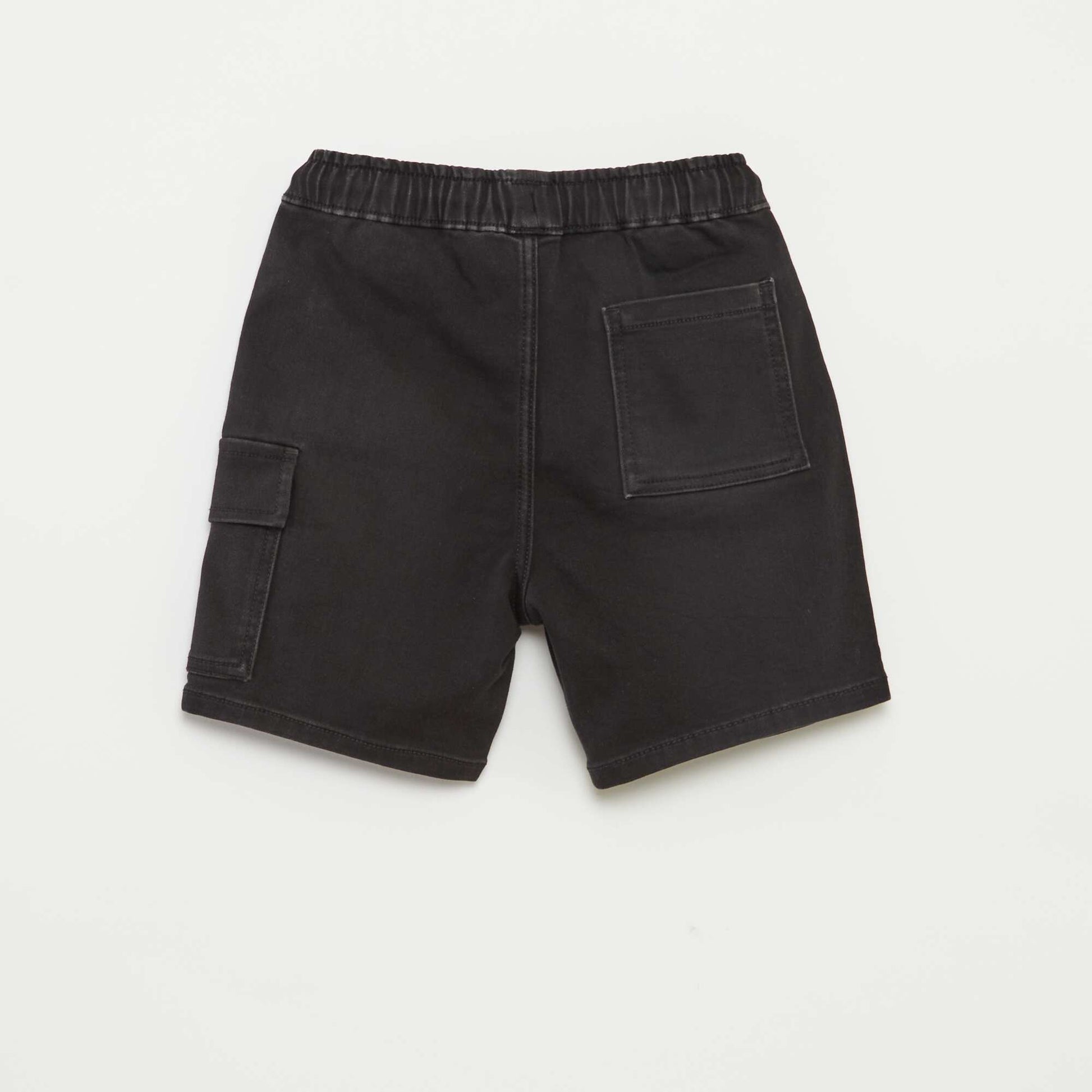 Denim Bermuda shorts with elasticated waist GREY