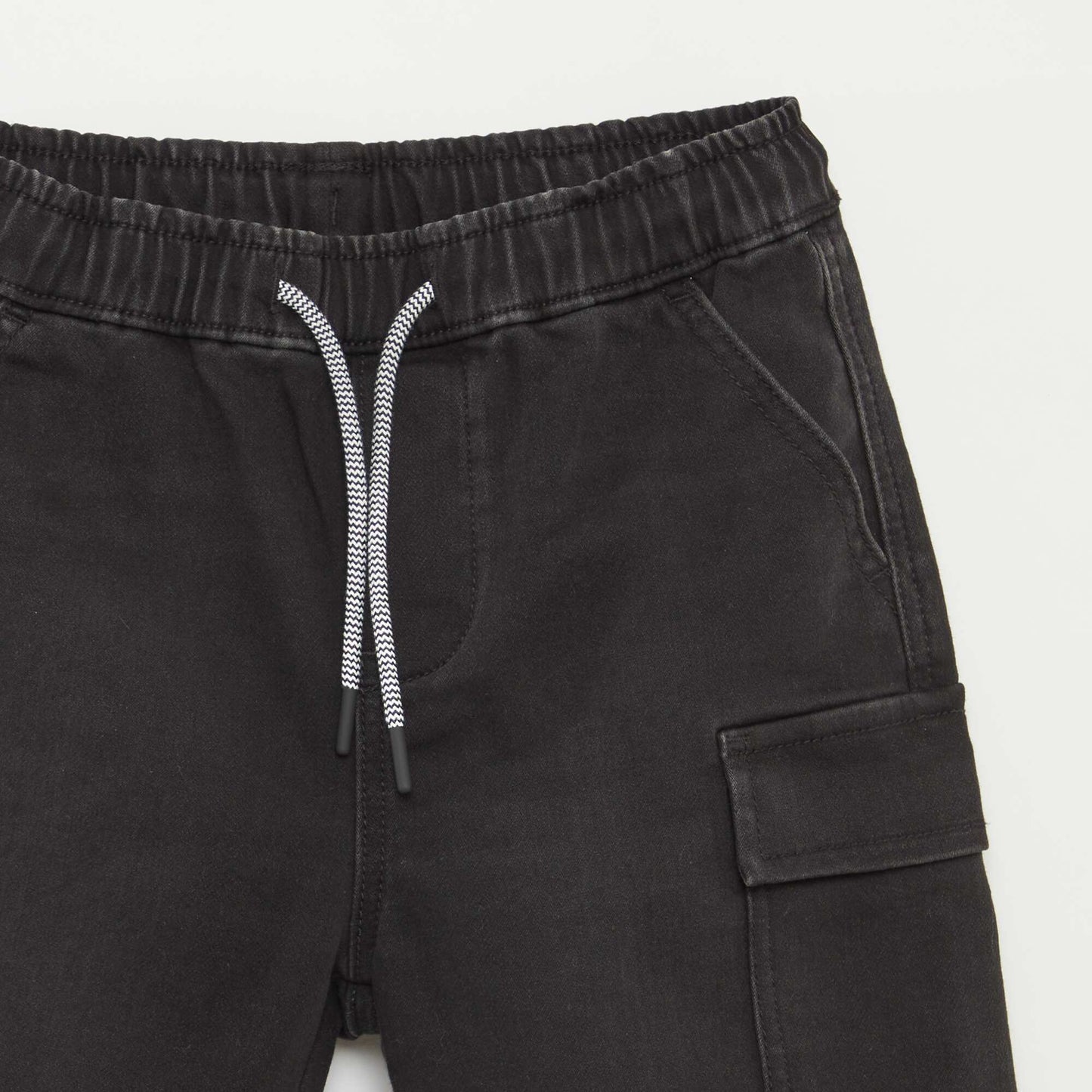 Denim Bermuda shorts with elasticated waist GREY