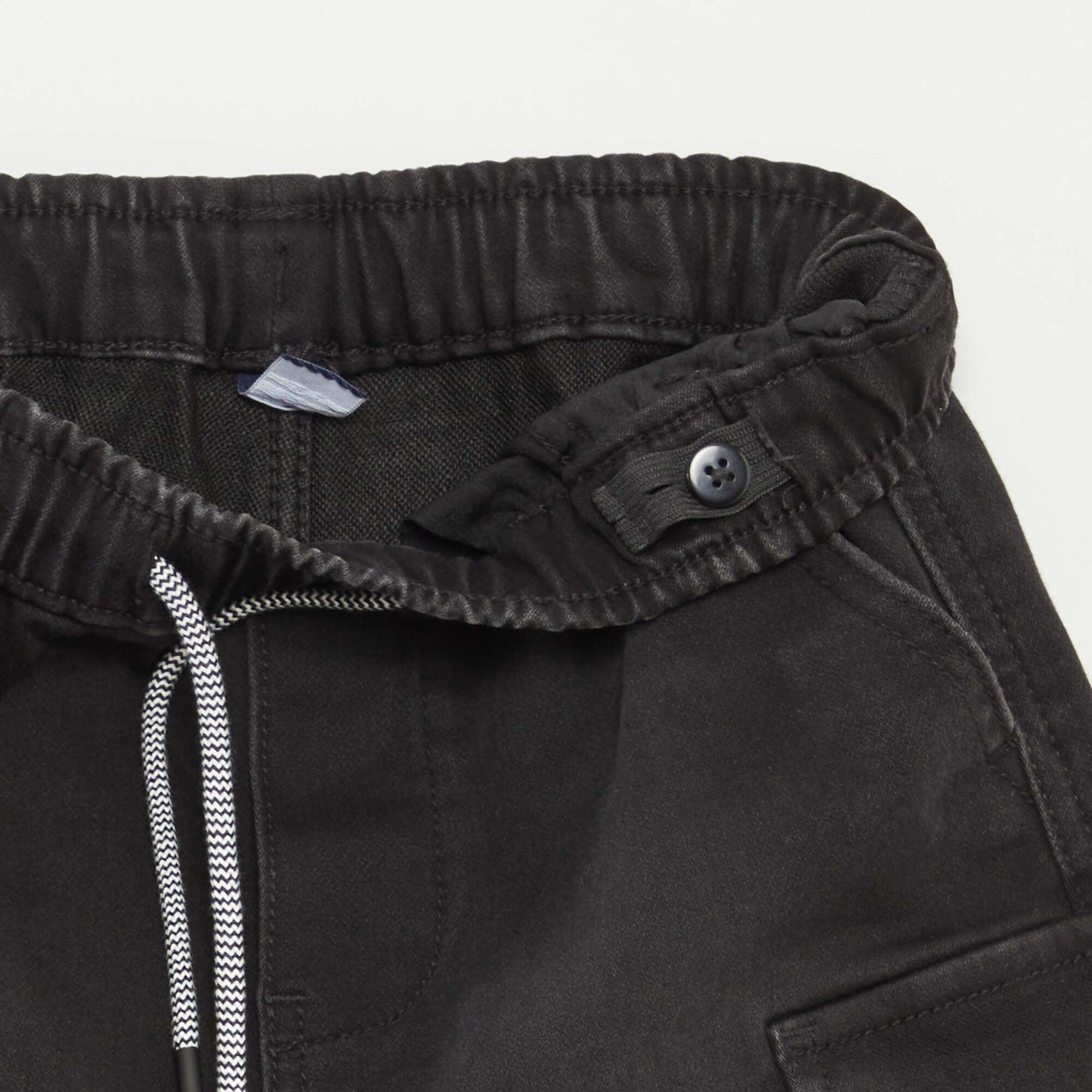 Denim Bermuda shorts with elasticated waist GREY