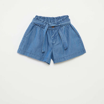 Paperbag shorts with belt BLUE