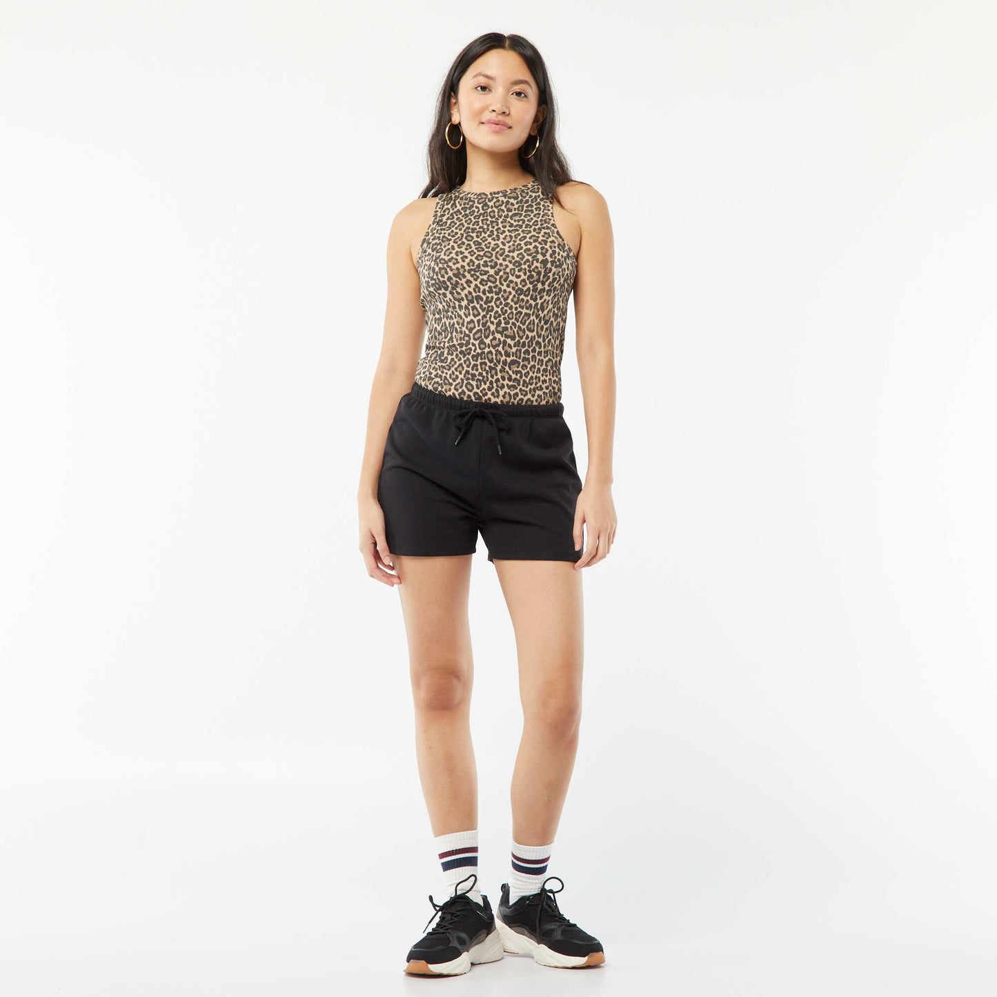 Sweatshirt fabric shorts BLACK
