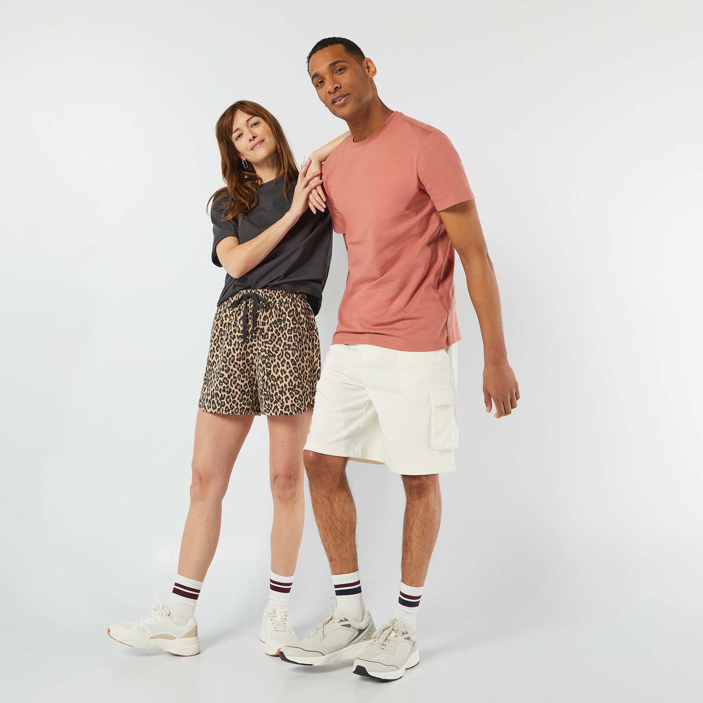 Sweatshirt fabric shorts with drawstrings BEIGE