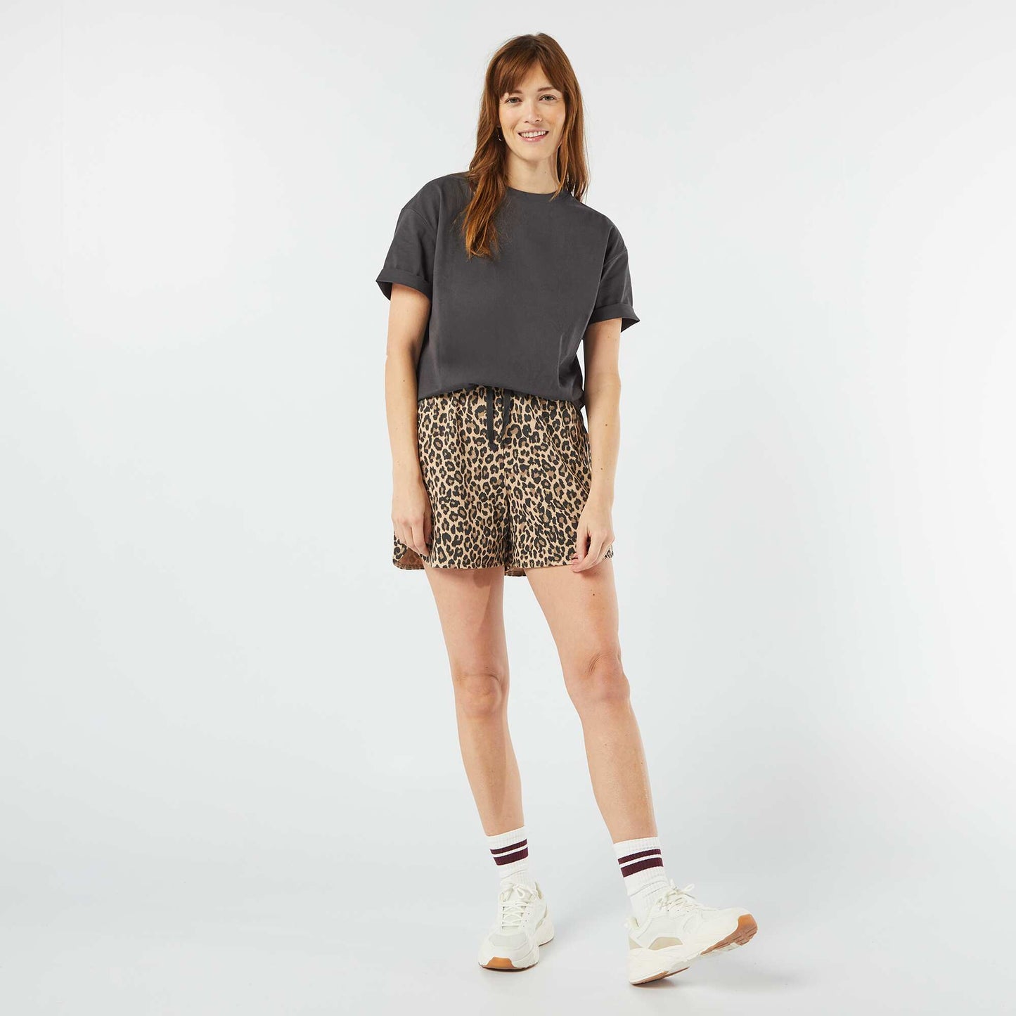 Sweatshirt fabric shorts with drawstrings BEIGE
