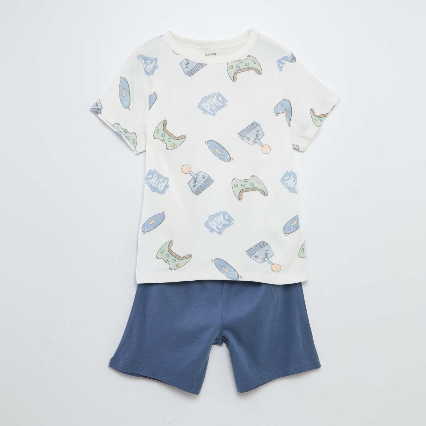 Cropped printed T-shirt + shorts pyjama set - 2-piece set WHITE