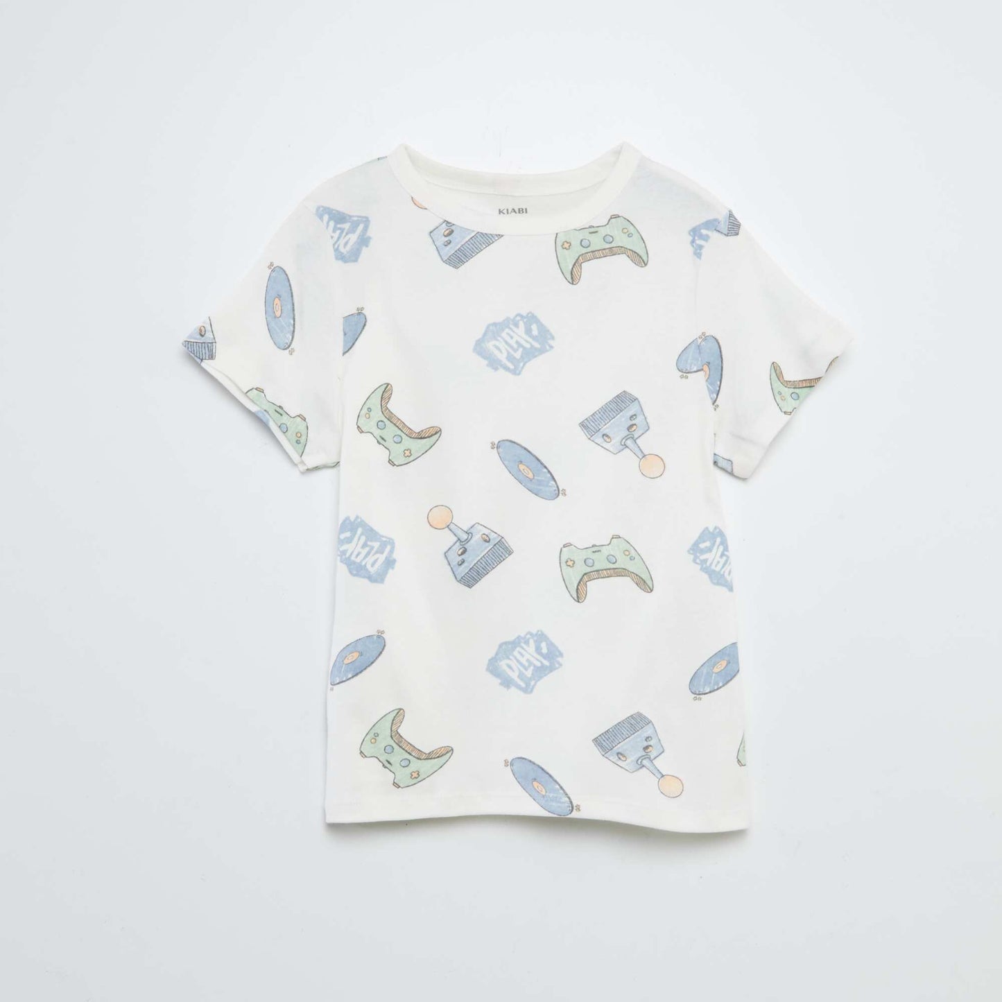 Cropped printed T-shirt + shorts pyjama set - 2-piece set WHITE