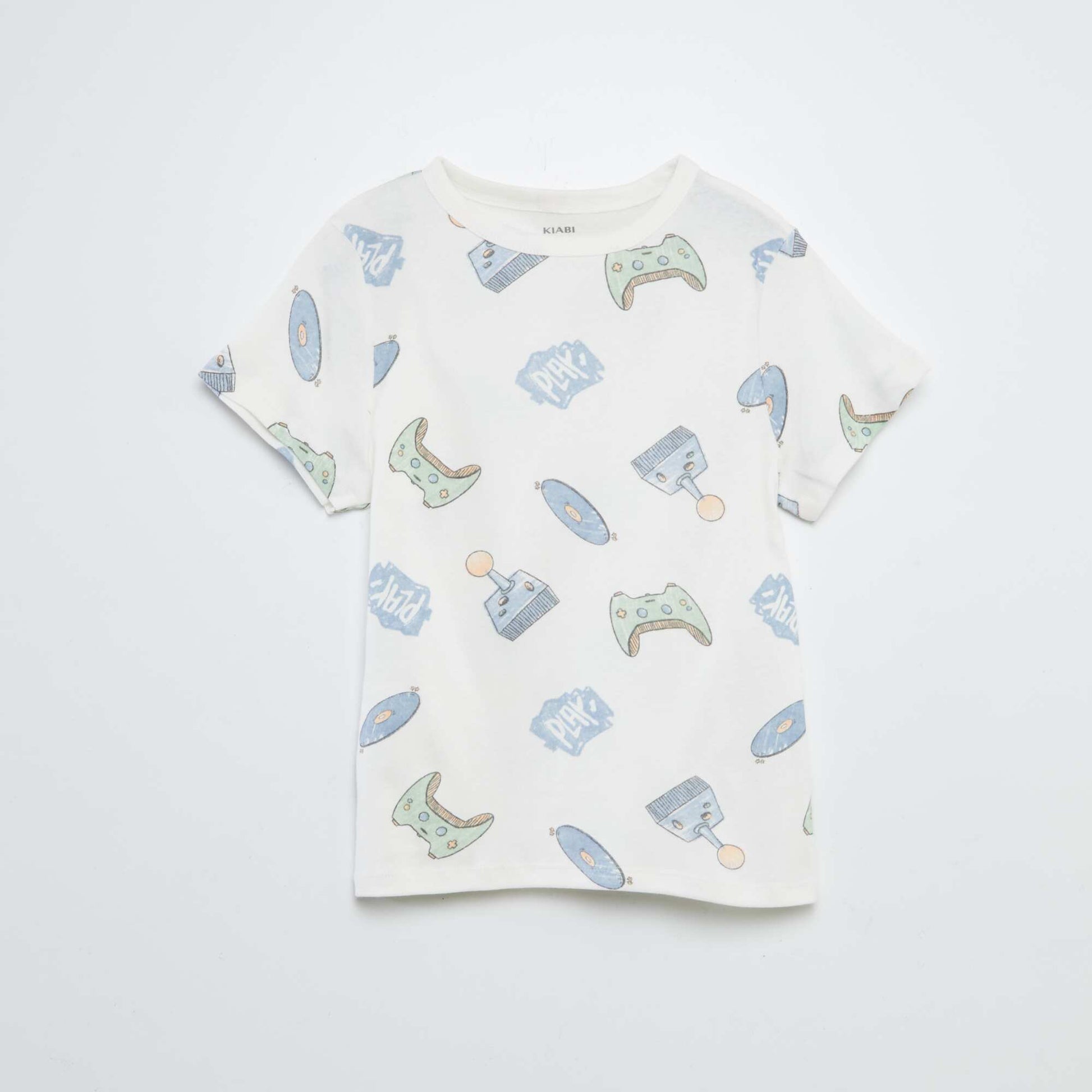 Cropped printed T-shirt + shorts pyjama set - 2-piece set WHITE