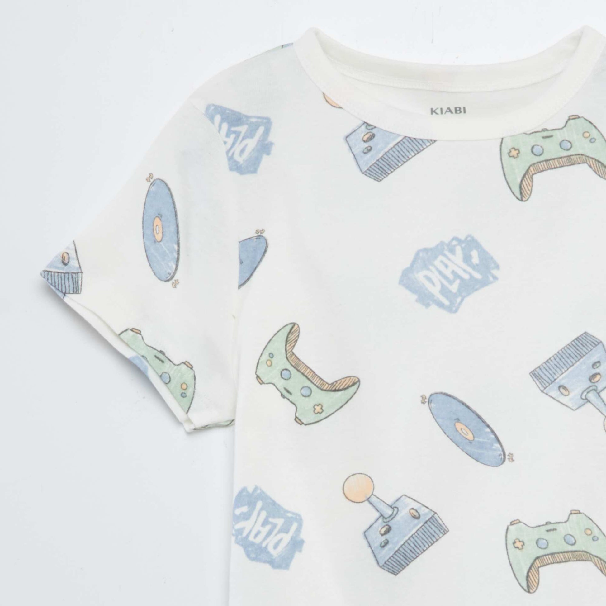 Cropped printed T-shirt + shorts pyjama set - 2-piece set WHITE