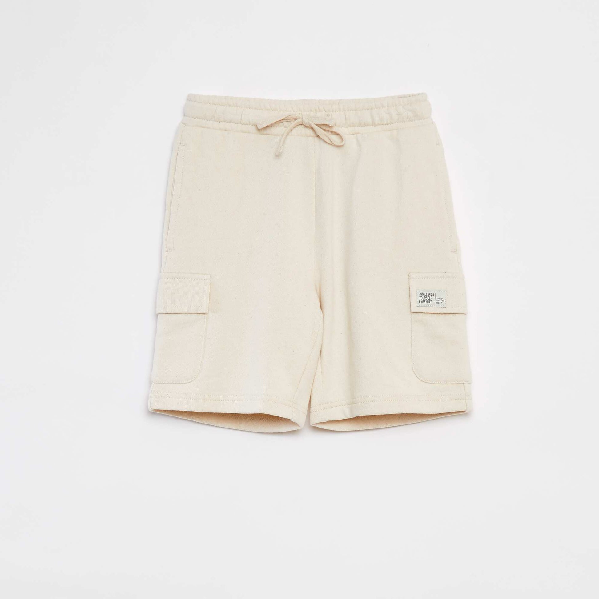 Lightweight sweatshirt fabric shorts with flap pocket WHITE