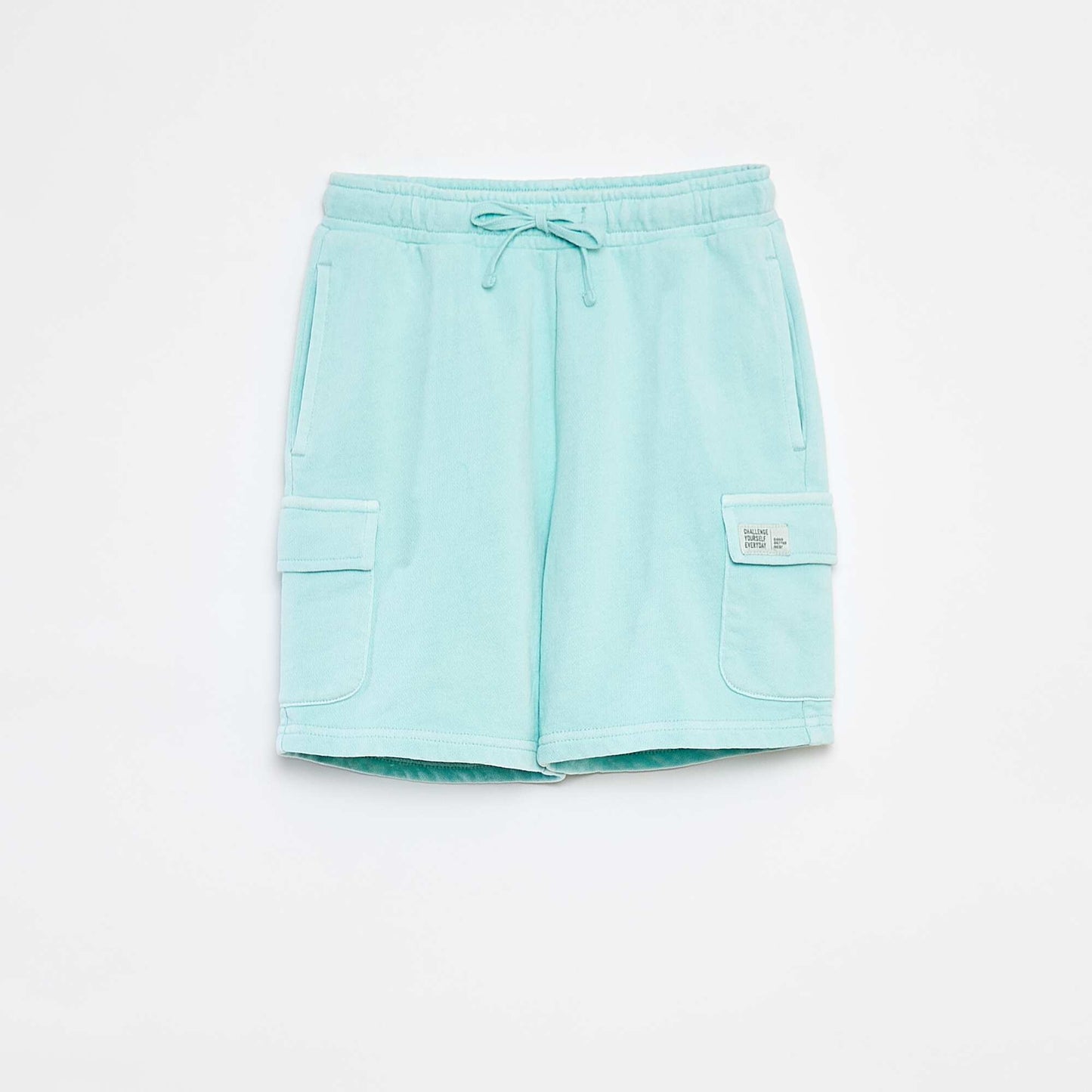 Lightweight sweatshirt fabric shorts with flap pocket BLUE