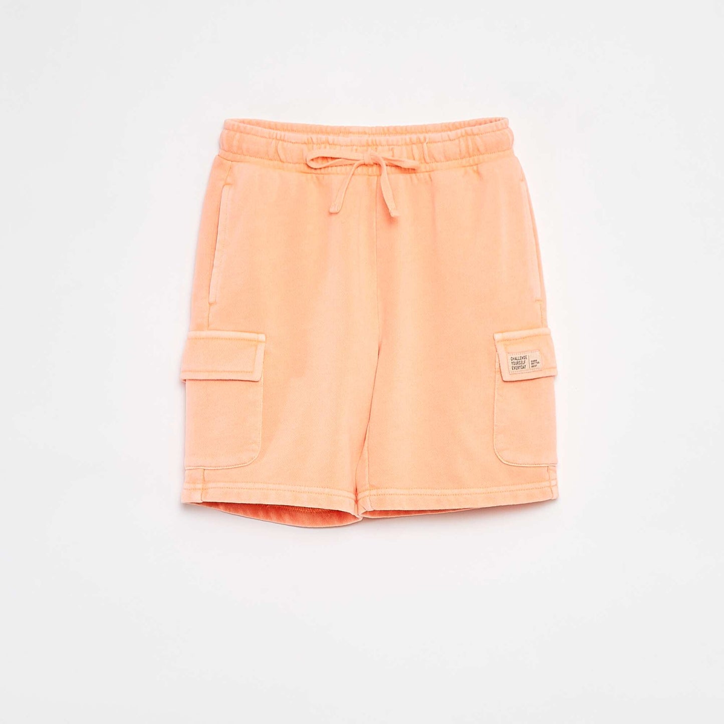 Lightweight sweatshirt fabric shorts with flap pocket ORANGE