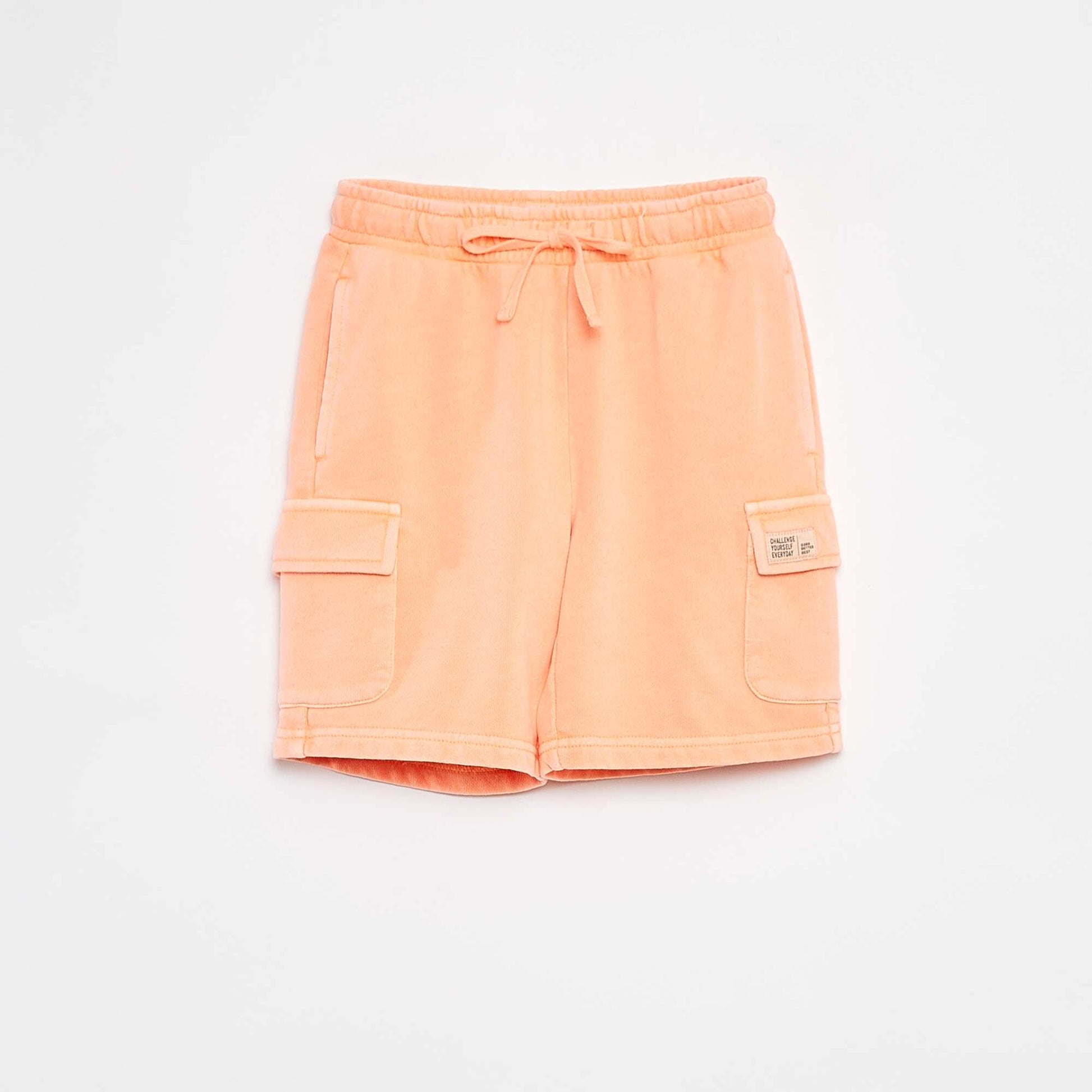 Lightweight sweatshirt fabric shorts with flap pocket ORANGE