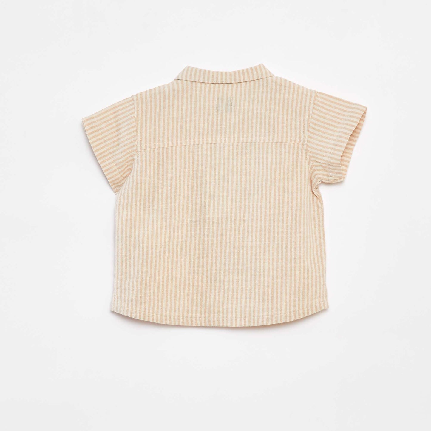 Short-sleeved embroidered shirt BEIGE
