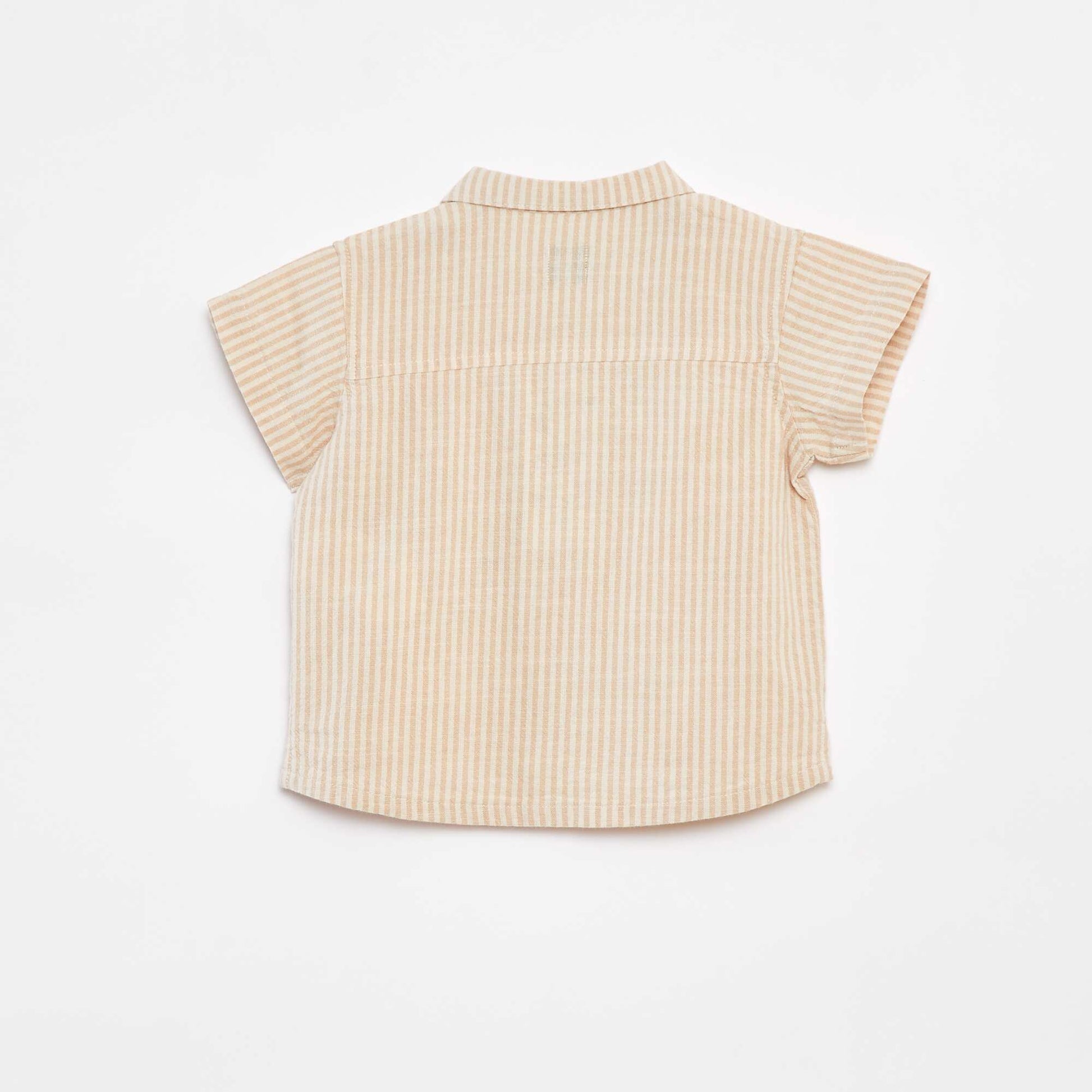 Short-sleeved embroidered shirt BEIGE