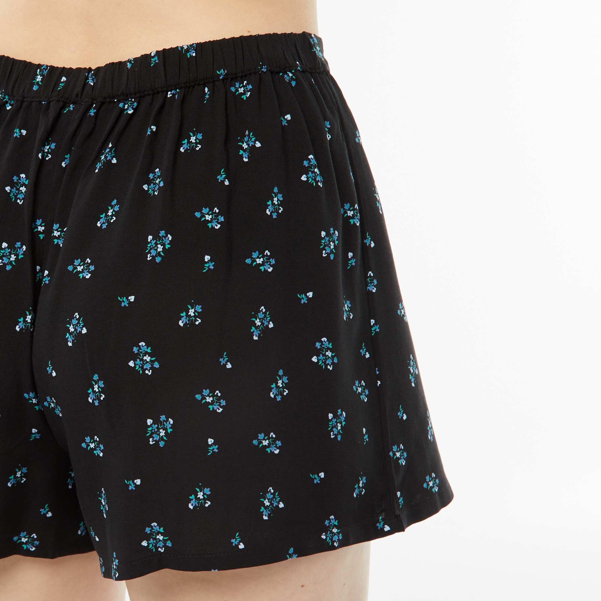 Printed vest top + shorts pyjama set BLACK