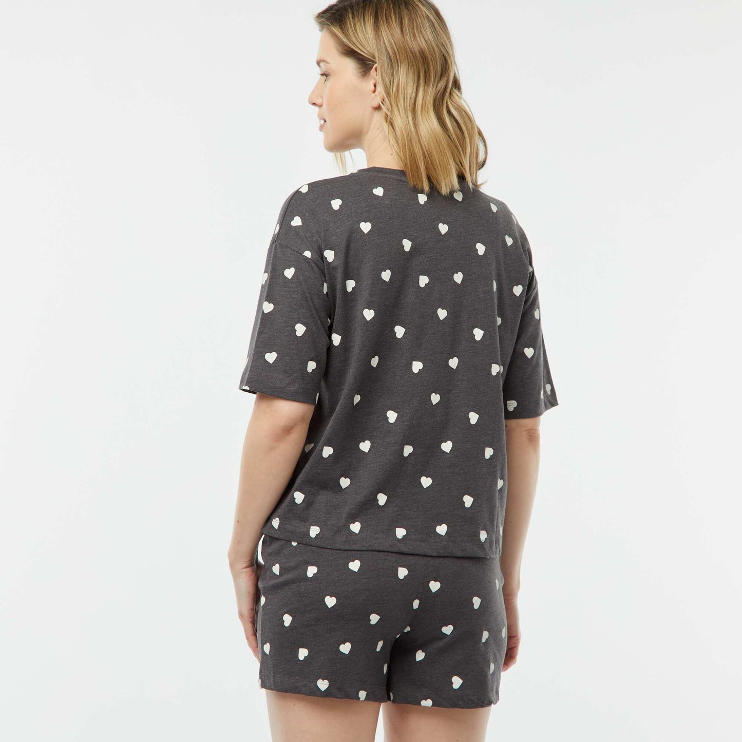 Pyjama set - printed T-shirt and shorts set GREY