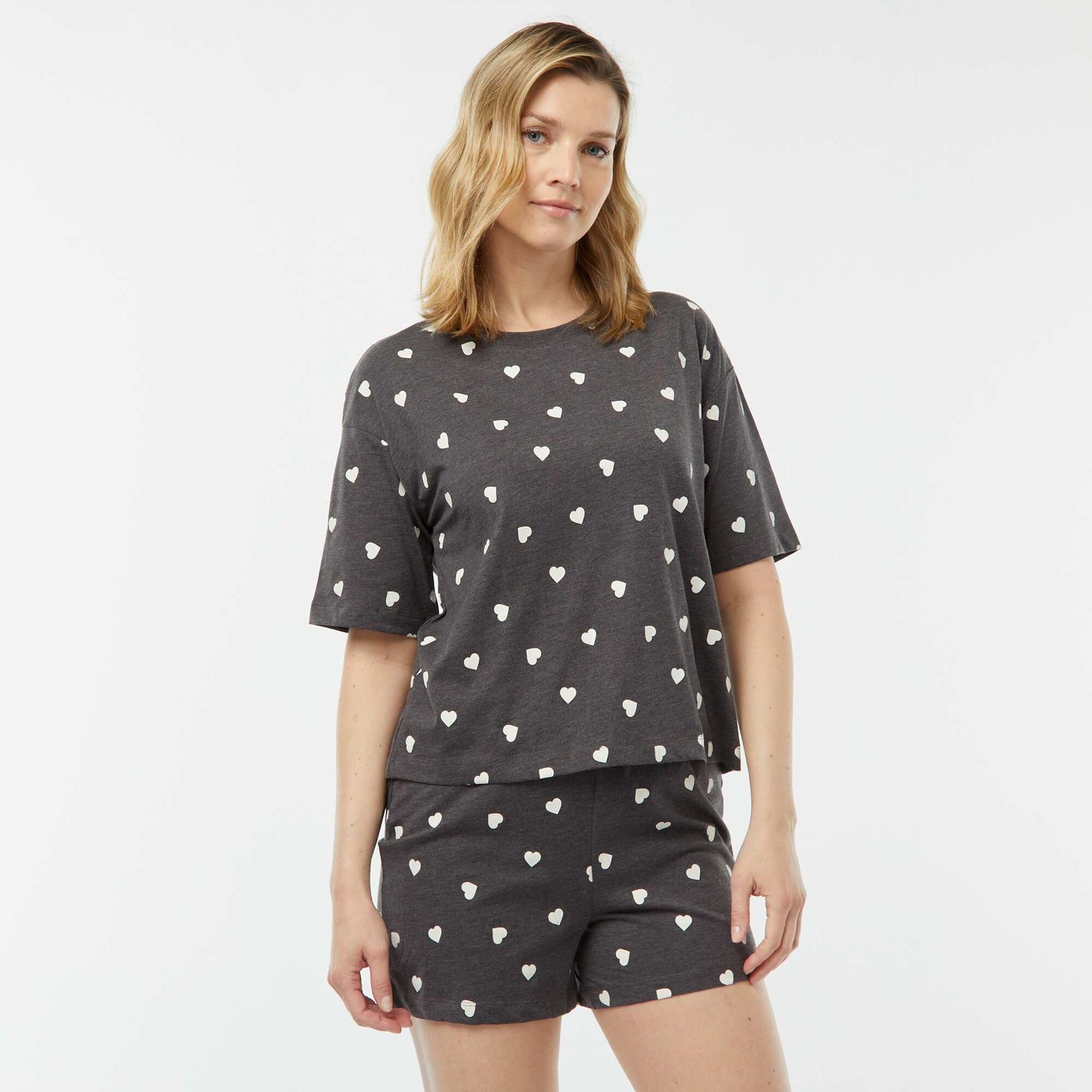 Pyjama set - printed T-shirt and shorts set GREY