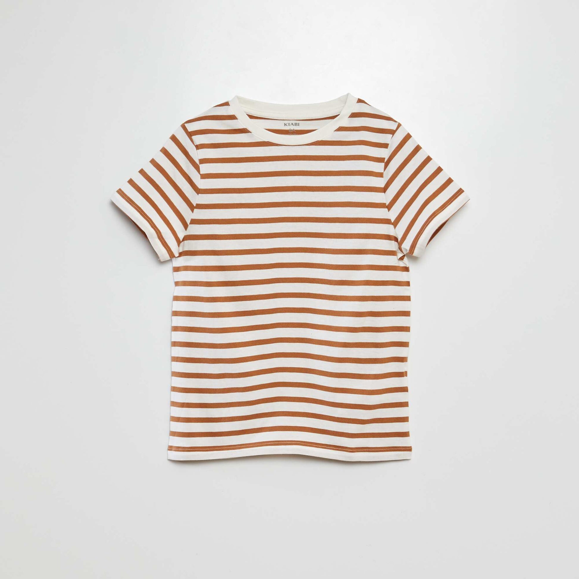 Patterned short-sleeved T-shirt BROWN