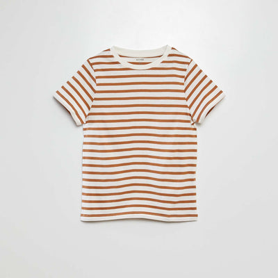 Patterned short-sleeved T-shirt BROWN