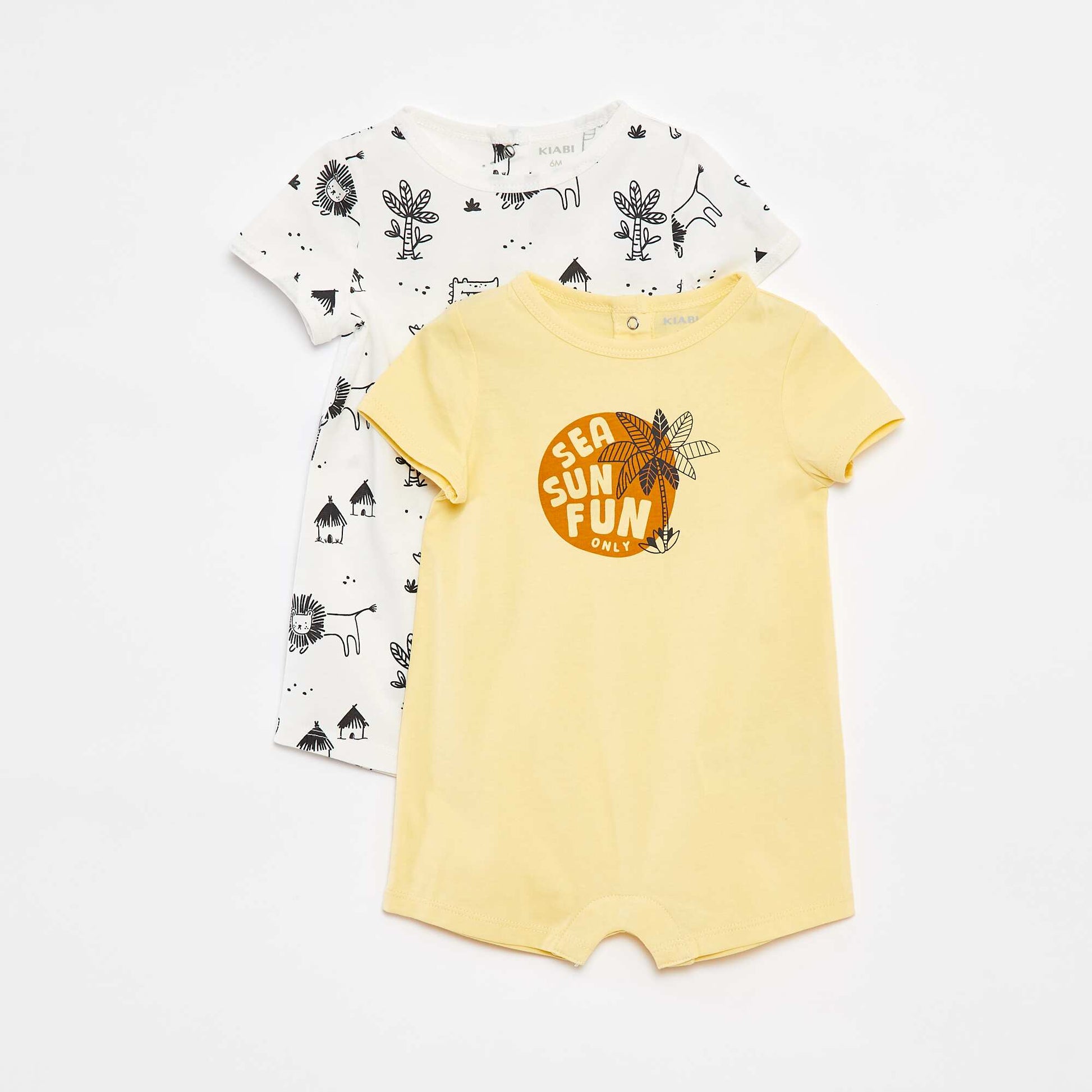 Pack of 2 printed rompers WHITE